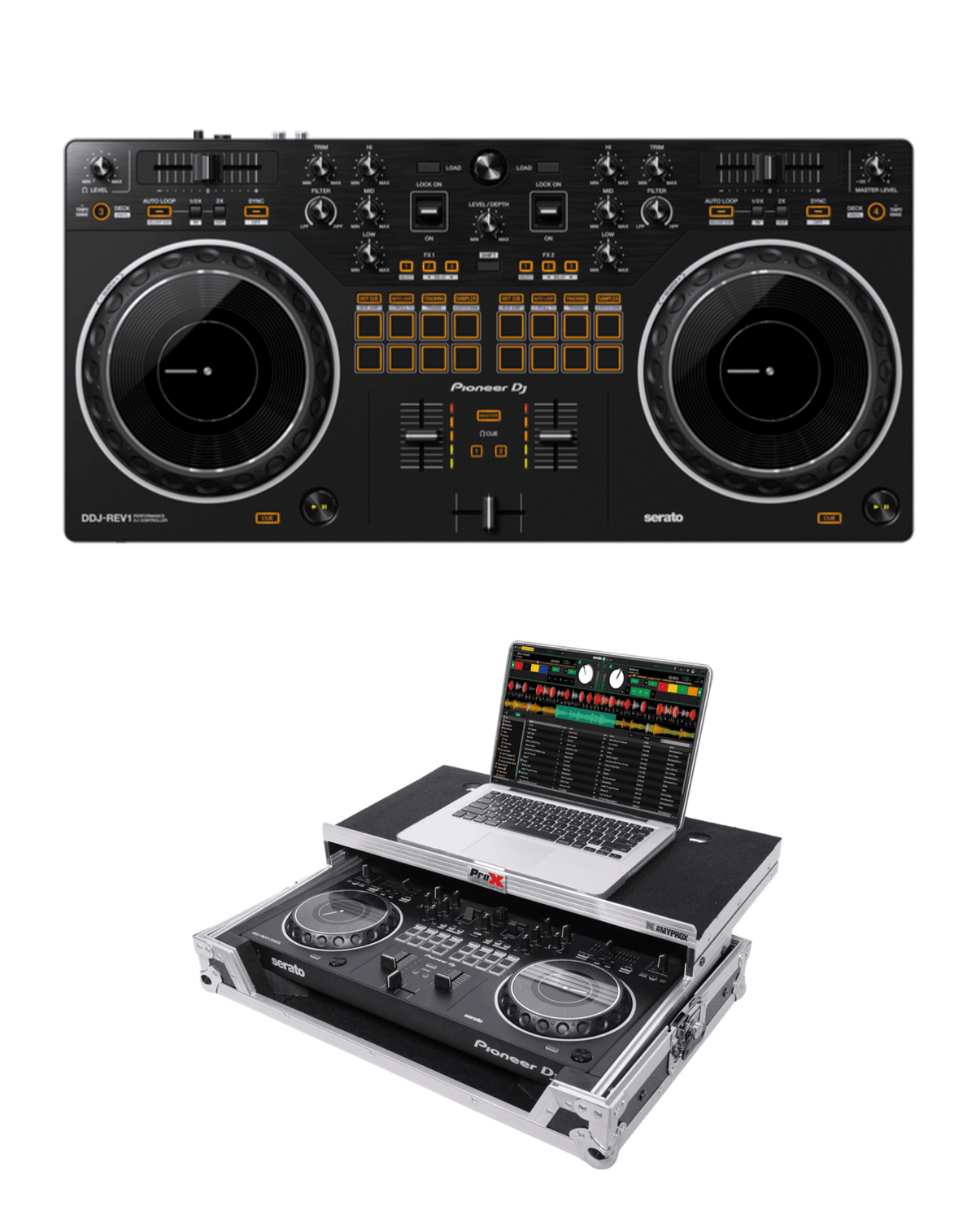Pioneer DJ DDJ-REV1 + ProX X-DDJREV1LT Flight Case Bundle