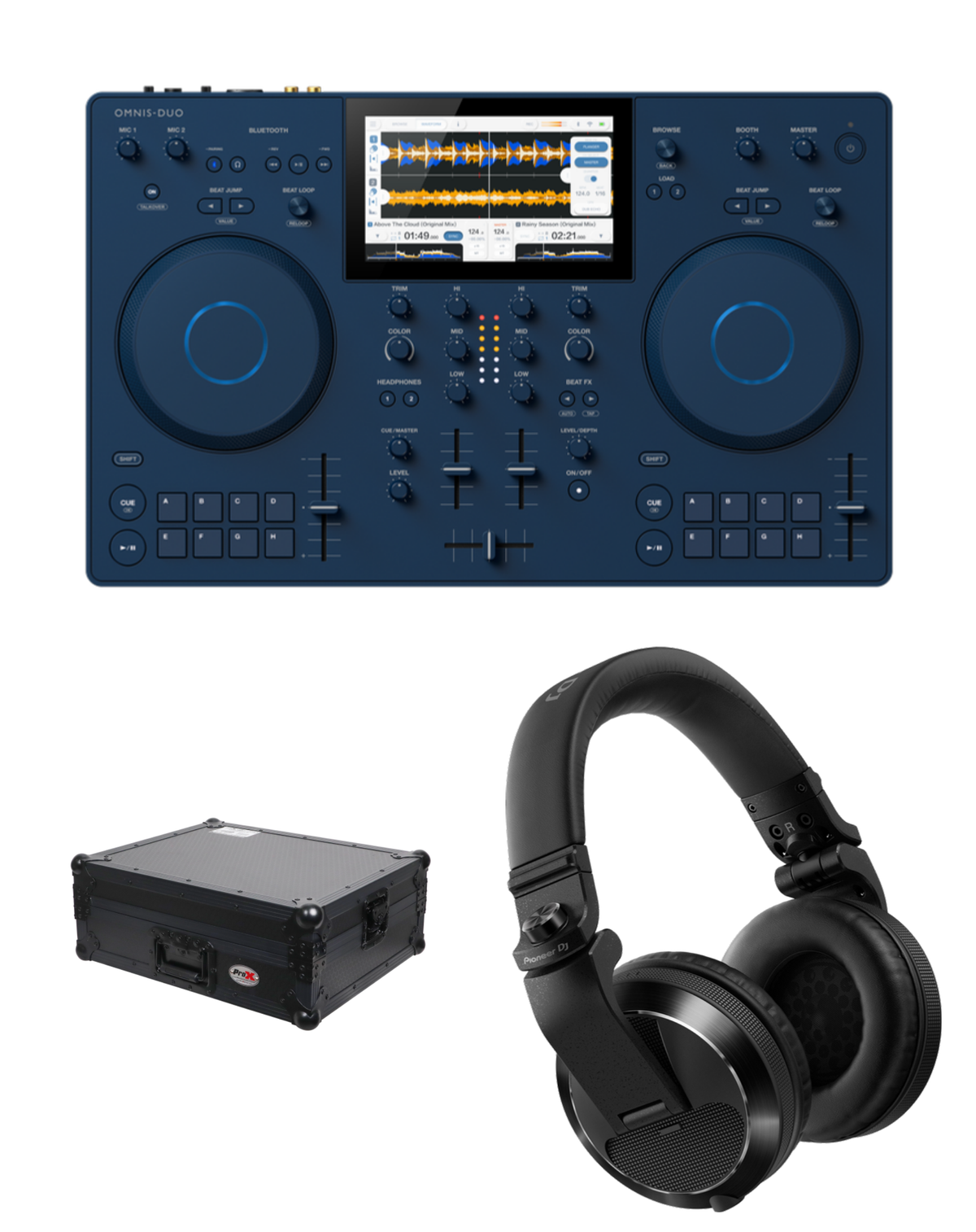 AlphaTheta OMNIS-DUO + ProX XS-OMNISDUO BL Flight Case + Pioneer DJ HDJ-X7 Headphones Bundle