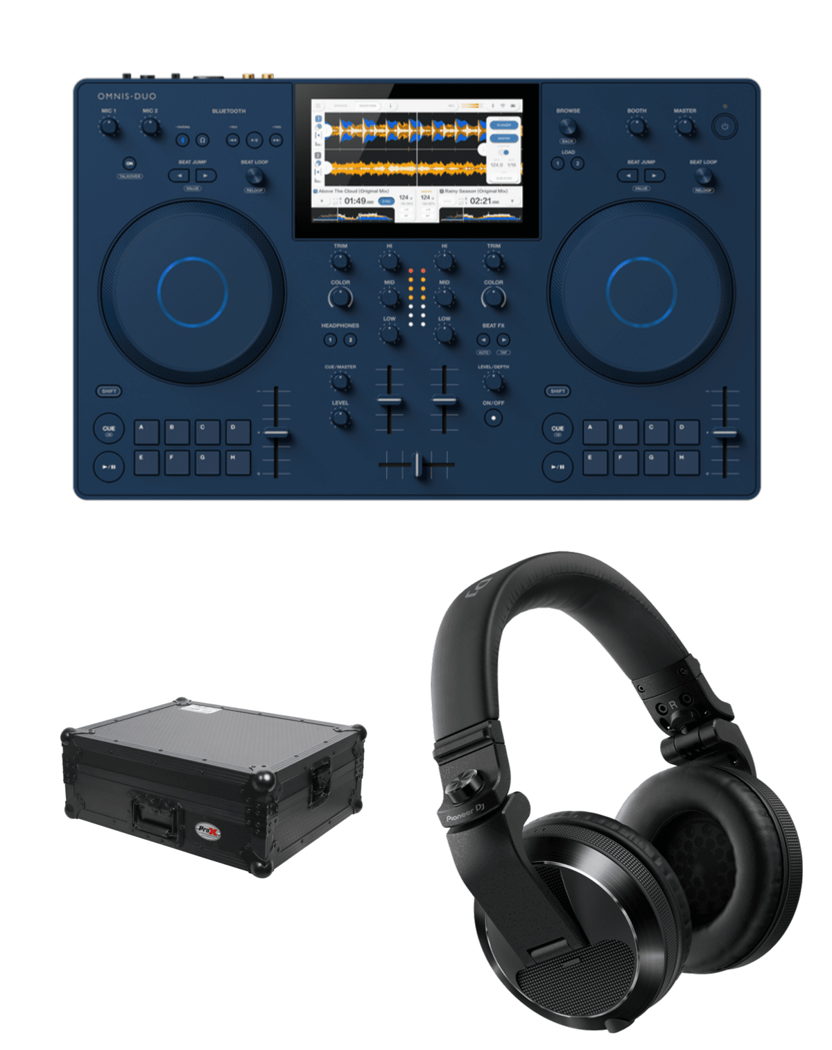 AlphaTheta OMNIS-DUO + ProX XS-OMNISDUO BL Flight Case + Pioneer DJ HDJ-X7 Headphones Bundle