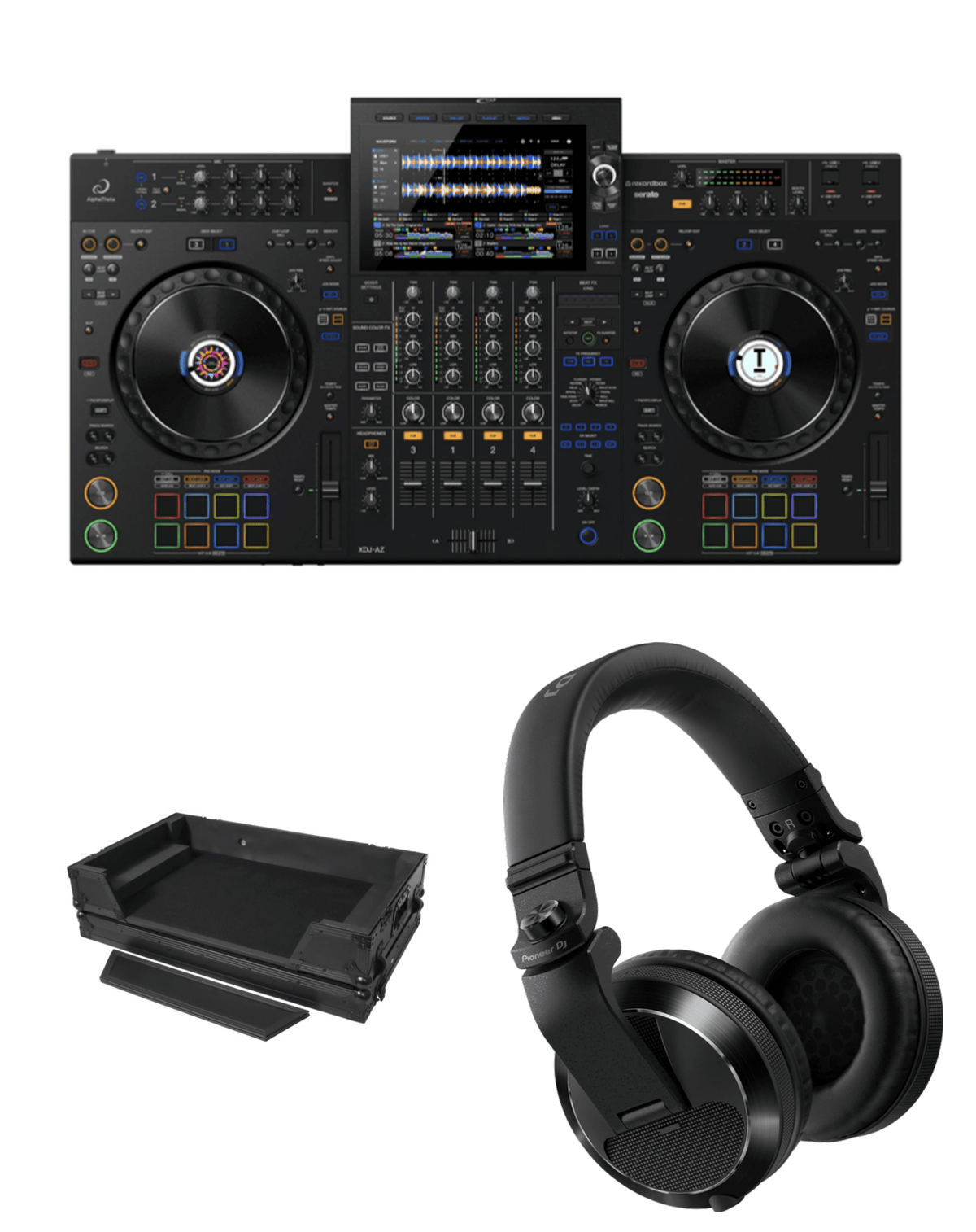 AlphaTheta XDJ-AZ + ProX XS-XDJAZ WBL Flight Case + Pioneer DJ HDJ-X7 Headphones Bundle