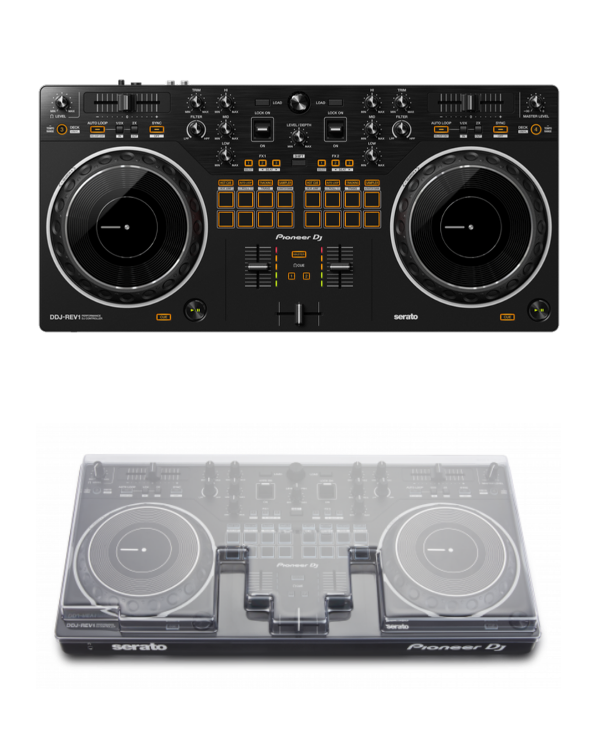 Pioneer DJ DDJ-REV1 + Decksaver DSLE-PC-DDJREV1 Cover Bundle