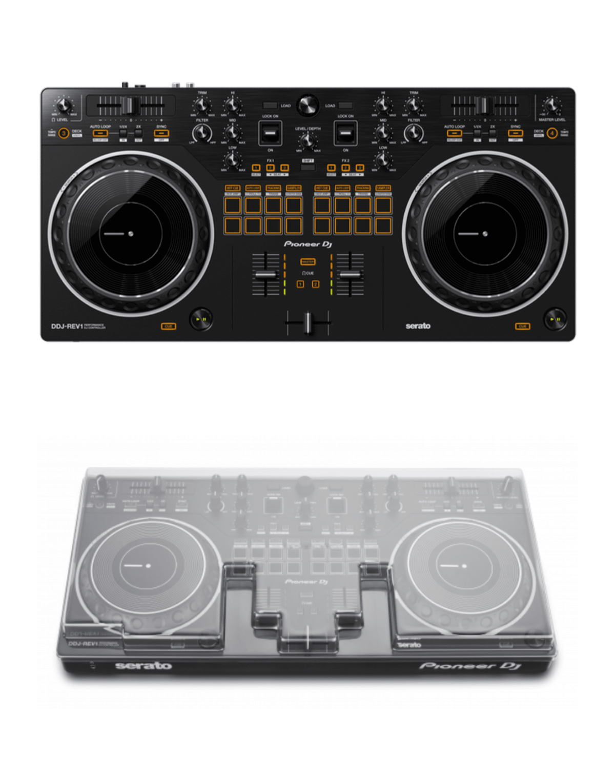 Pioneer DJ DDJ-REV1 + Decksaver DSLE-PC-DDJREV1 Cover Bundle