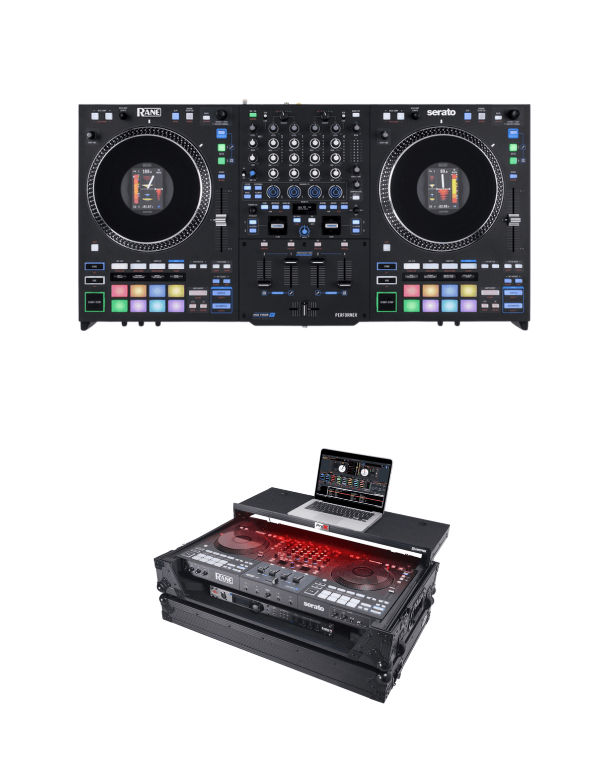 Rane PERFORMER + ProX XS-RANEFOURWLTBLLED Flight Case Bundle
