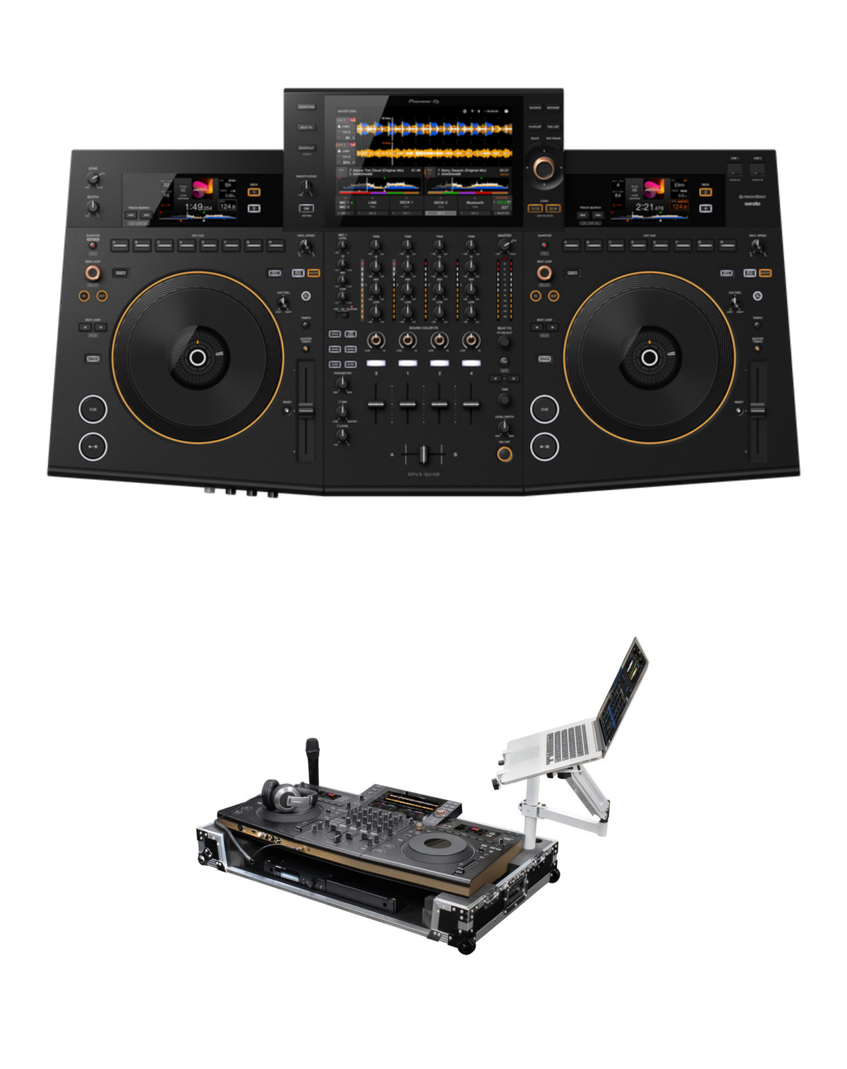 Pioneer DJ OPUS-QUAD + Odyssey FZOPUSQUADCW1 Flight Case Bundle