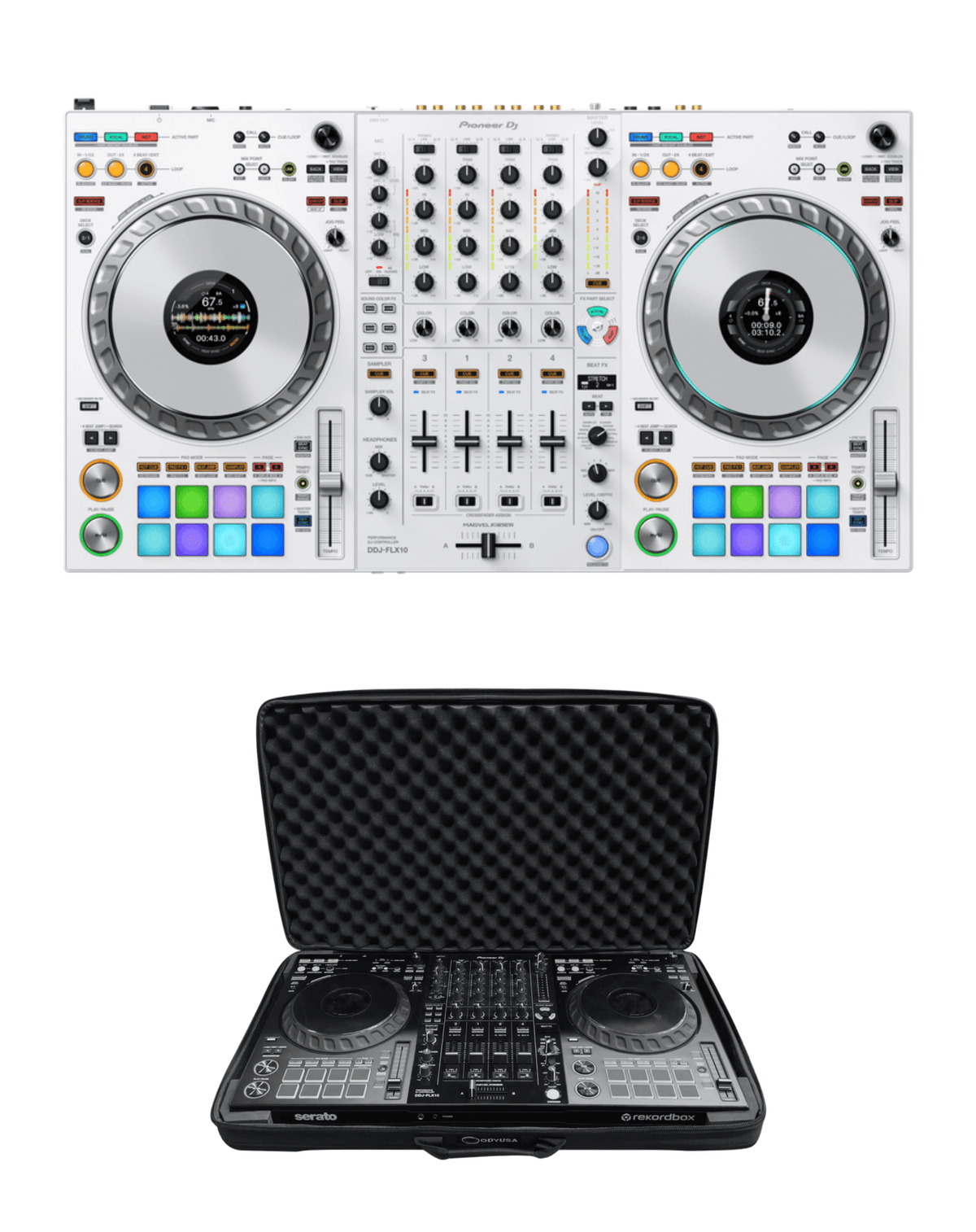Pioneer DJ DDJ-FLX10-W (White) + Odyssey BMFLX10 Soft Case Bundle