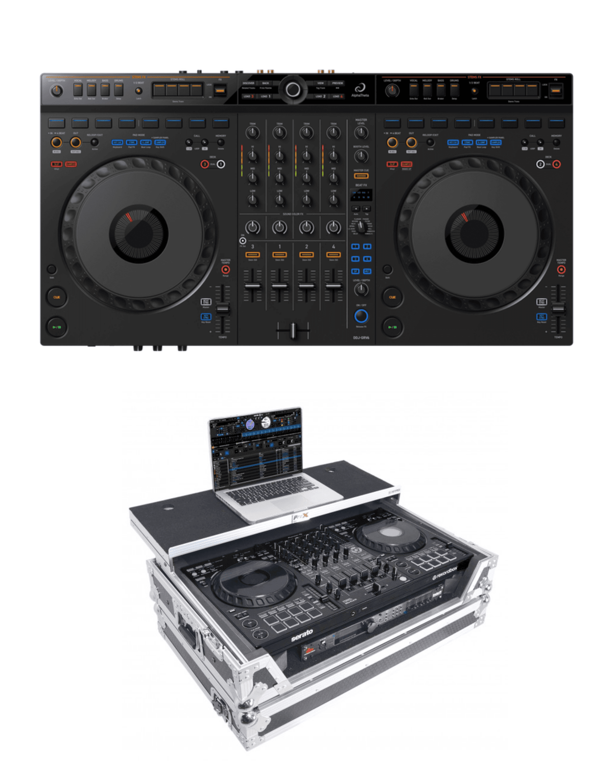 AlphaTheta DDJ-GRV6 + ProX XS-DDJFLX10WLT Flight Case Bundle