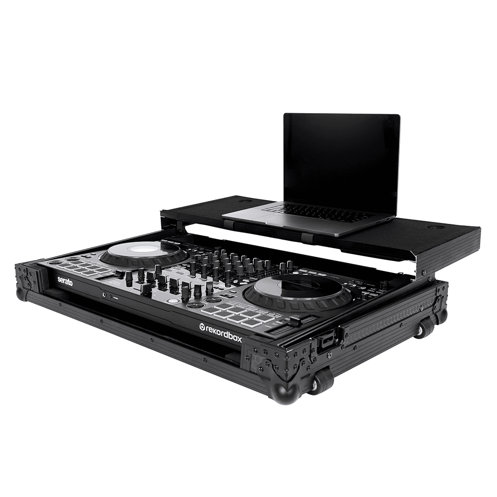 Headliner HL10013 - Pitch Black Flight Case for DDJ-FLX10 W/ Laptop Platform & Wheels.