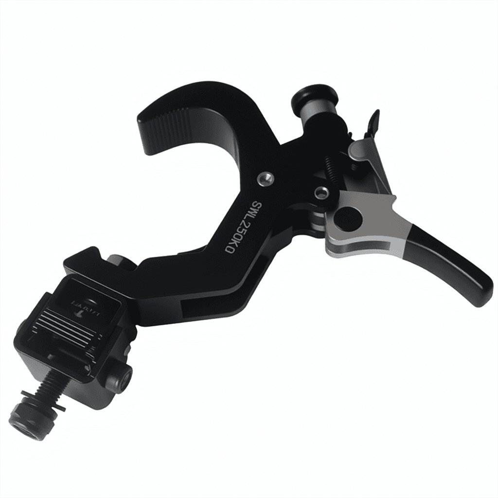 ProX 4 Quick 90º Folding XPress Trigger Truss Clamp Clamp Moving Head Adapters with Quick Press Trigger Truss 2 in. Black Finish.