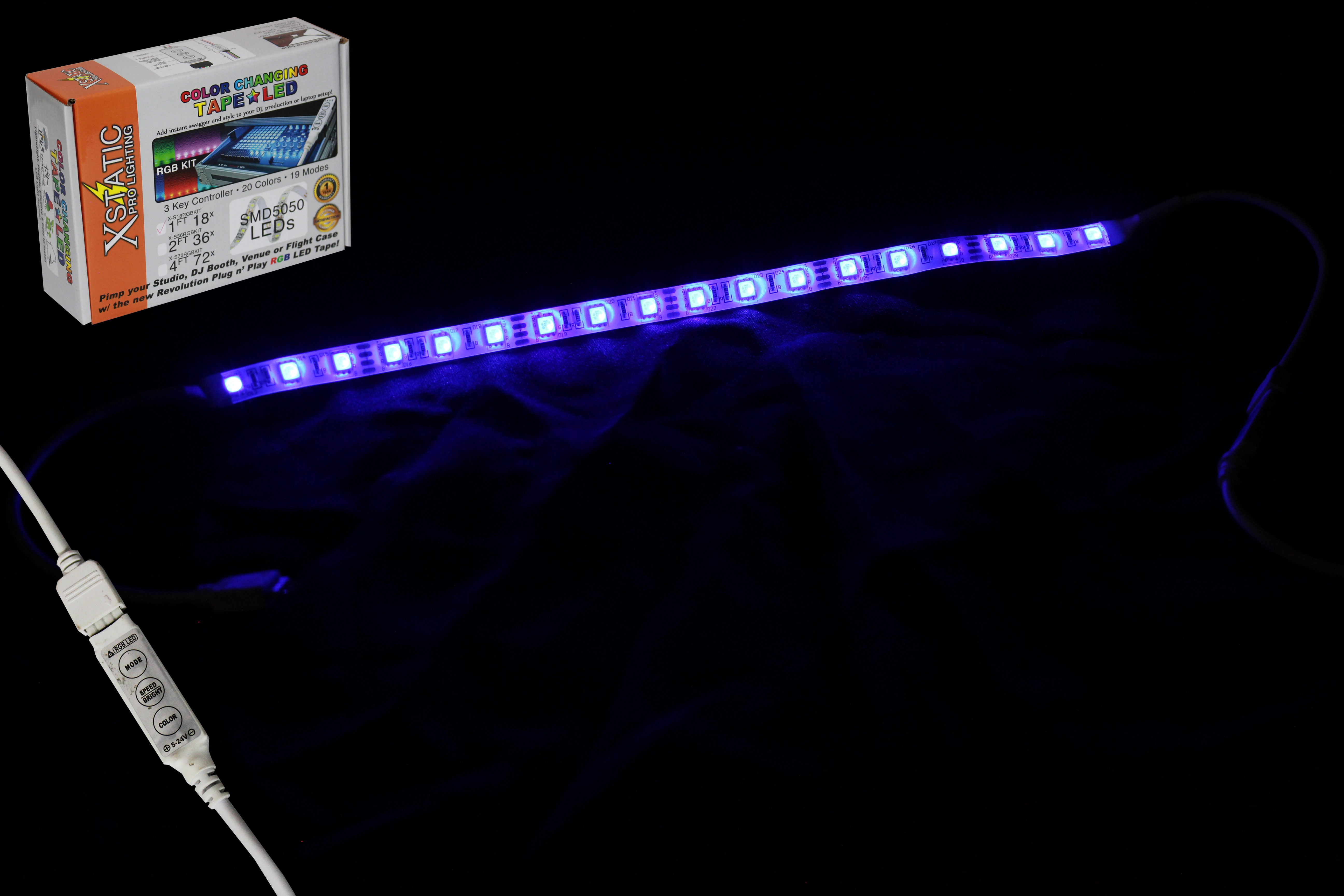 ProX Xstatic RGB LED Strip kit 12" Remote control & power supply included
