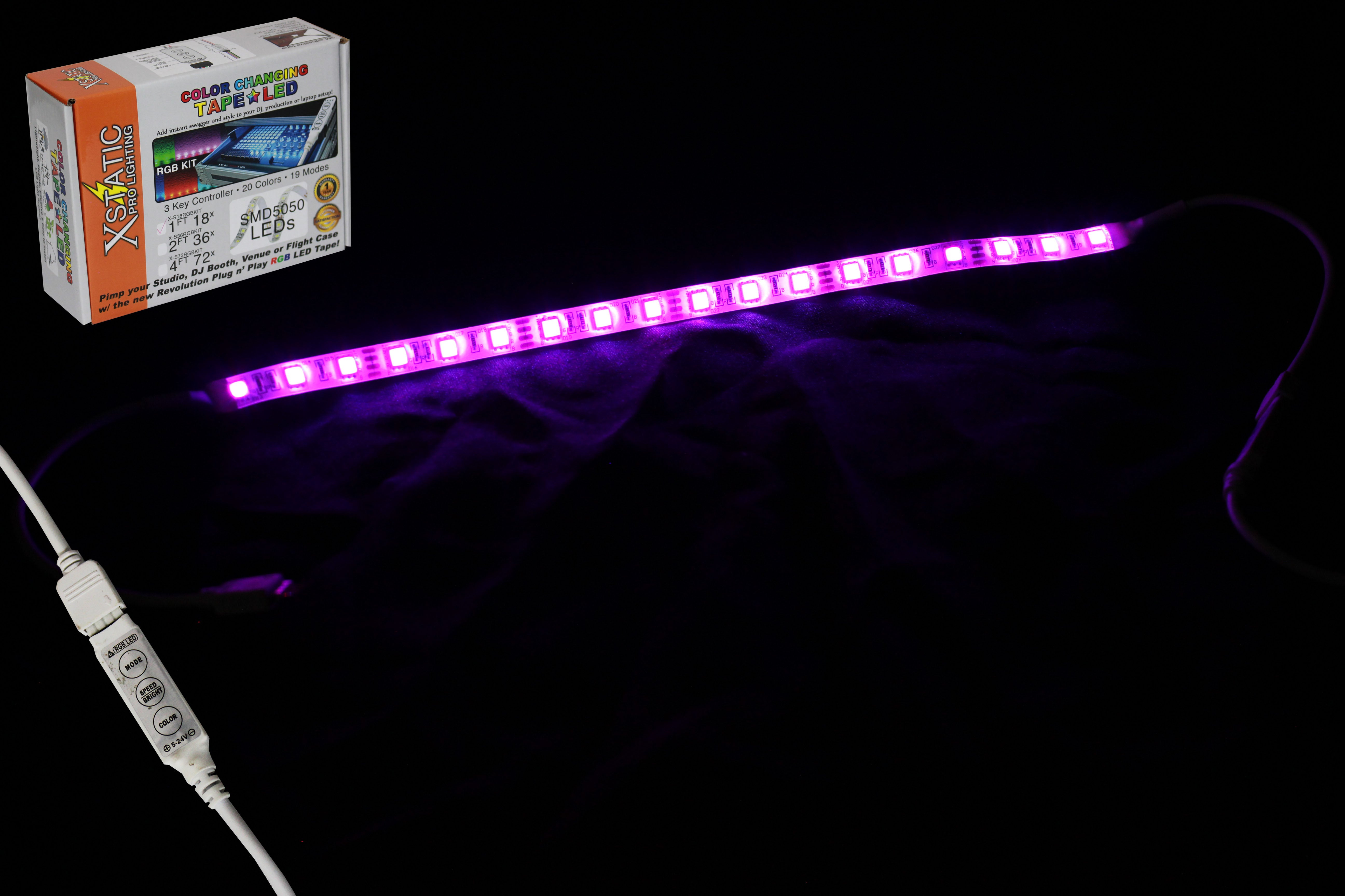 ProX Xstatic RGB LED Strip kit 12" Remote control & power supply included