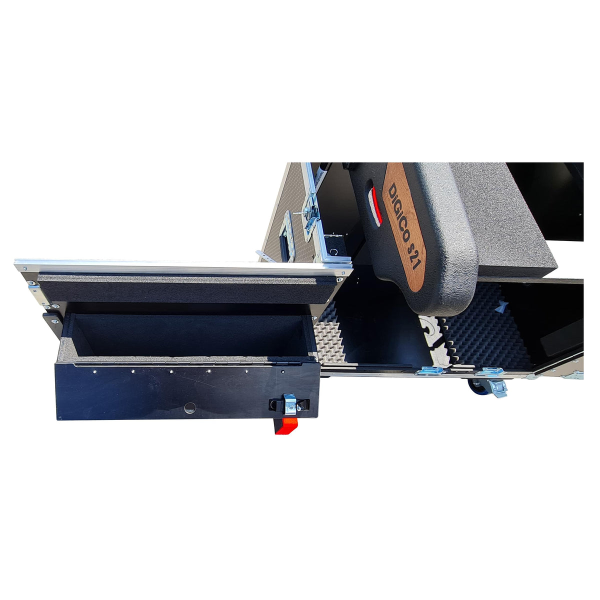 ProX DiGiCO S21 Flip-Ready Hydraulic Console Easy Retracting Detachable Lifting Console Flight Case with wheels by ZCASE.
