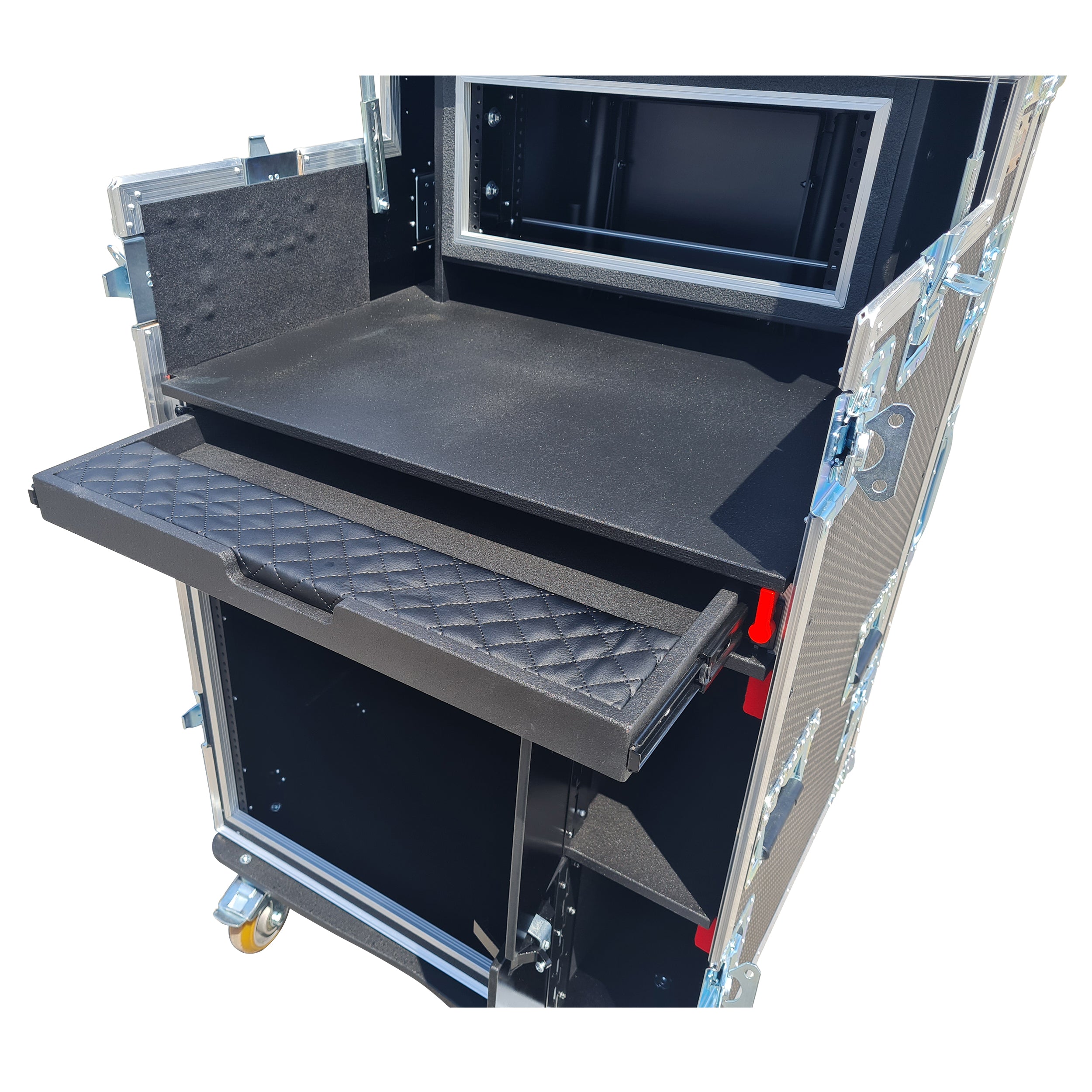 ProX Mobile AV Broadcasting Streaming Recording Studio Workstation Case with 4U Top 12U Bottom