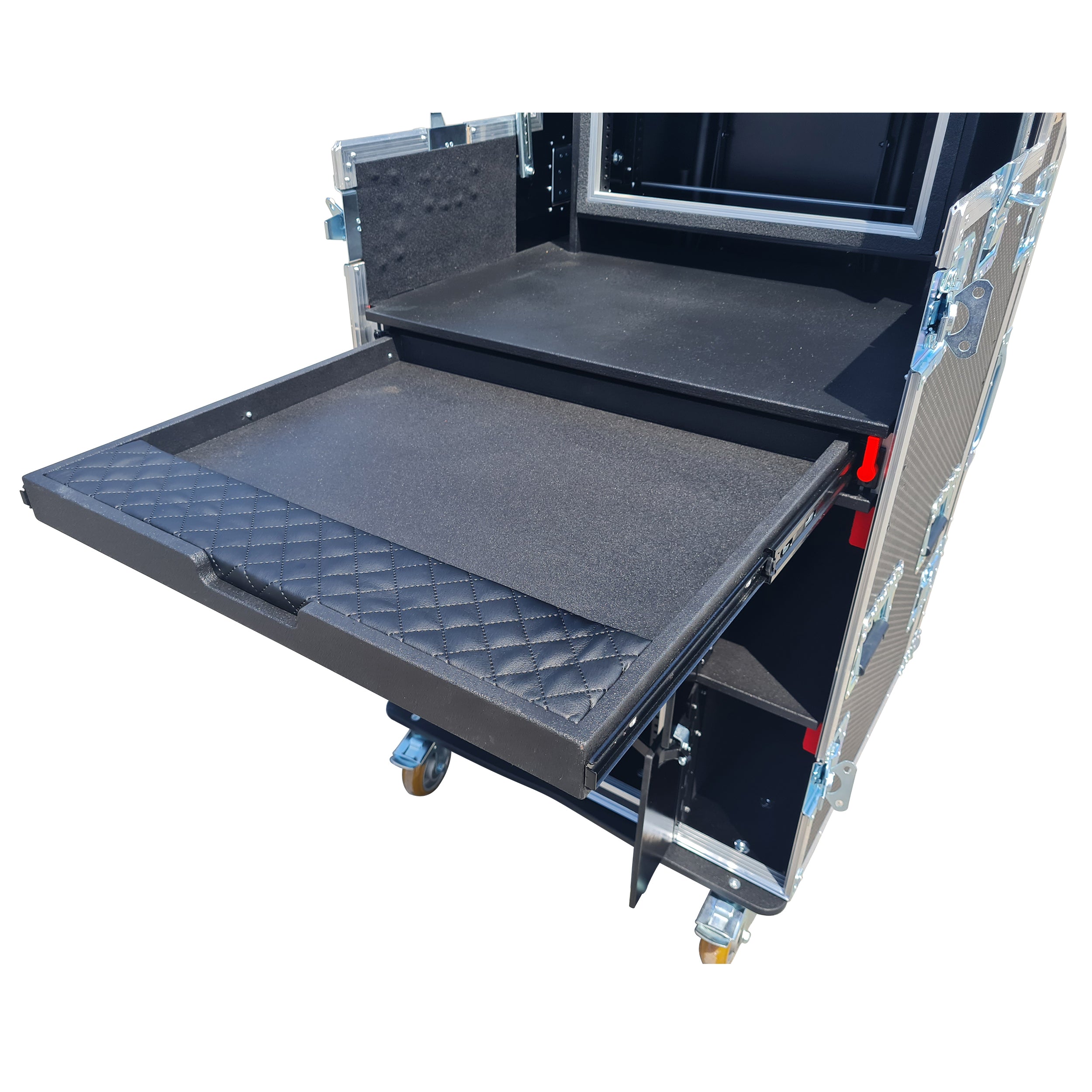 ProX Mobile AV Broadcasting Streaming Recording Studio Workstation Case with 4U Top 12U Bottom