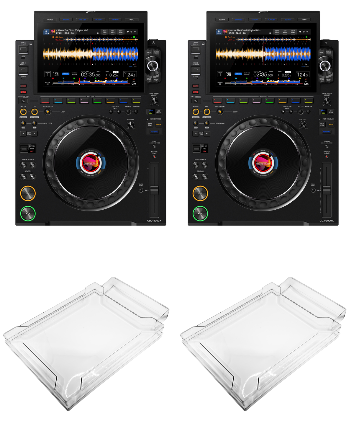 2x AlphaTheta CDJ-3000X + 2x Odyssey AGSCDJ3000X Cover Bundle