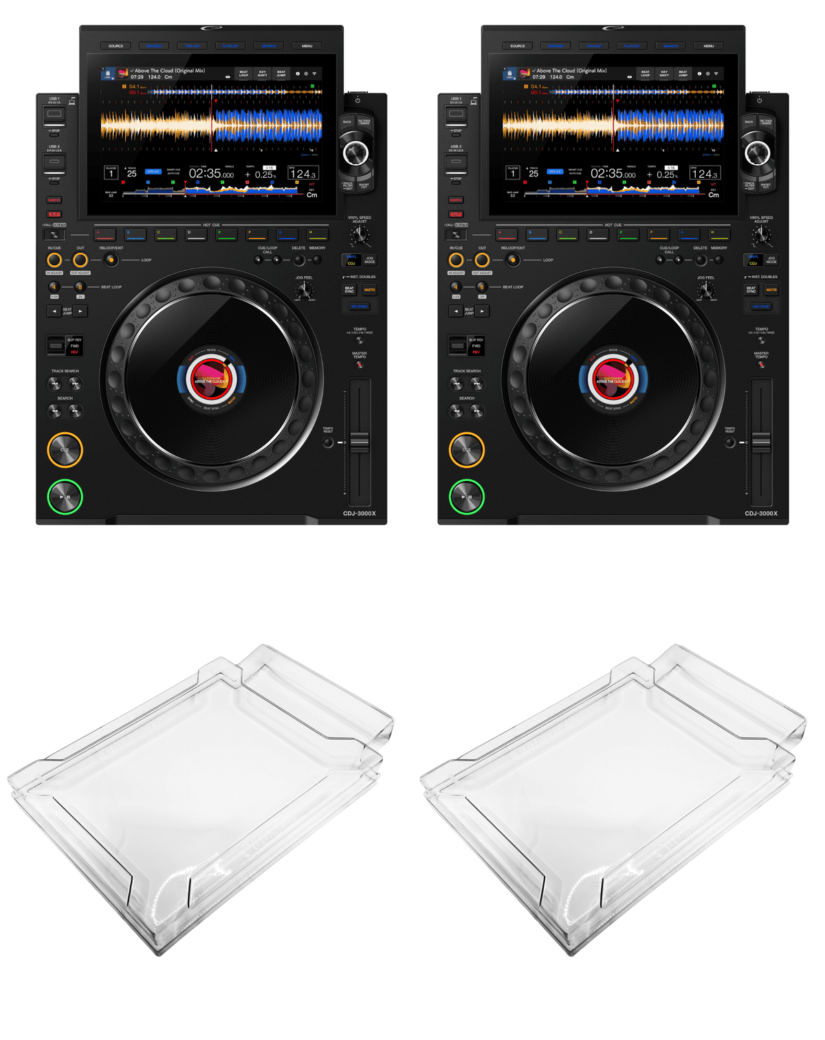2x AlphaTheta CDJ-3000X + 2x Odyssey AGSCDJ3000X Cover Bundle