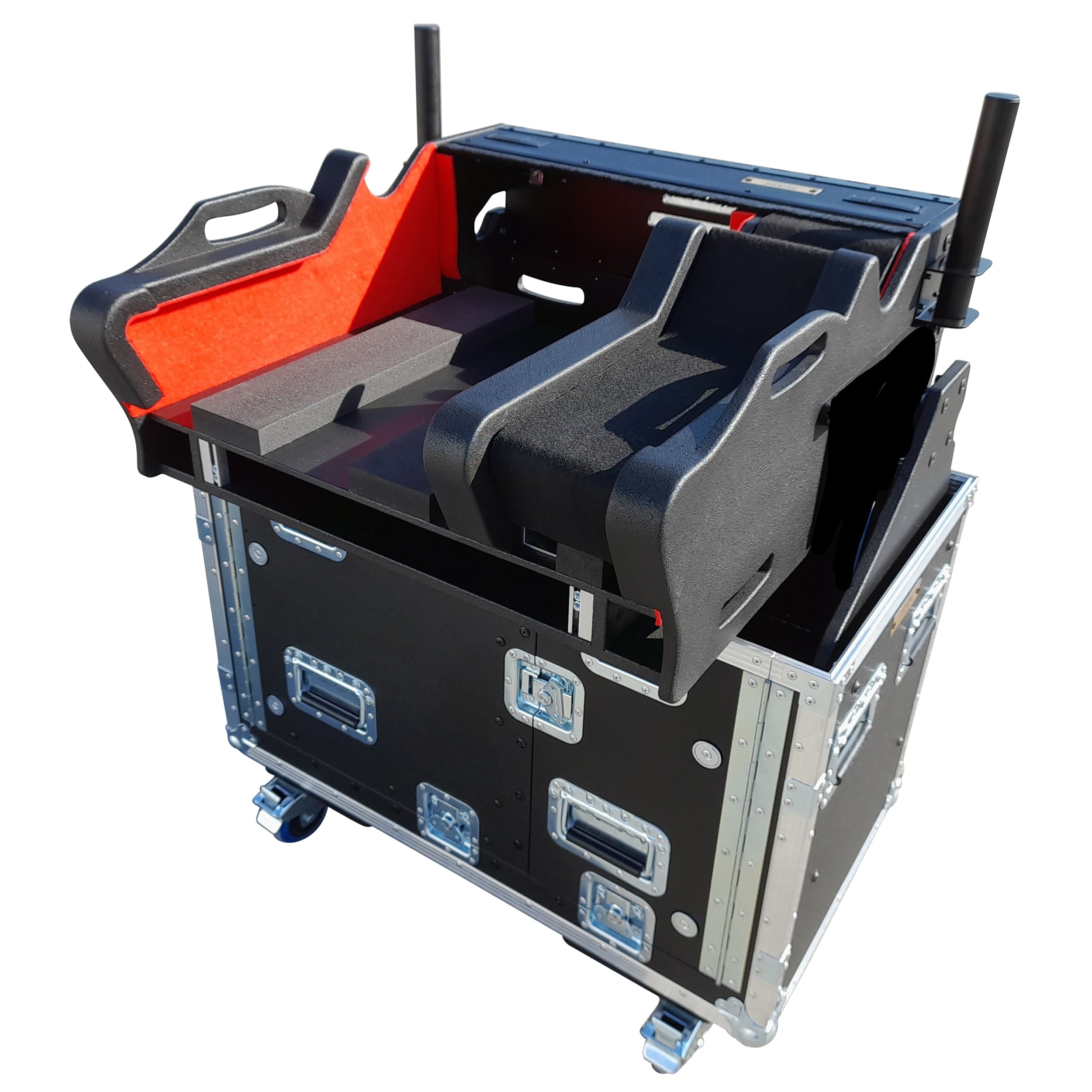 ProX Yamaha DM7-EX Flip-Ready Hydraulic Console Easy Retracting Lifting 1U Rack Space Flight Case with wheels by ZCASE