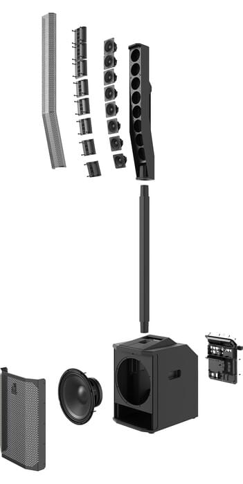 Electro-Voice Evolve 50M KB - Portable Column Array Kit with Sub and Pole, Black.