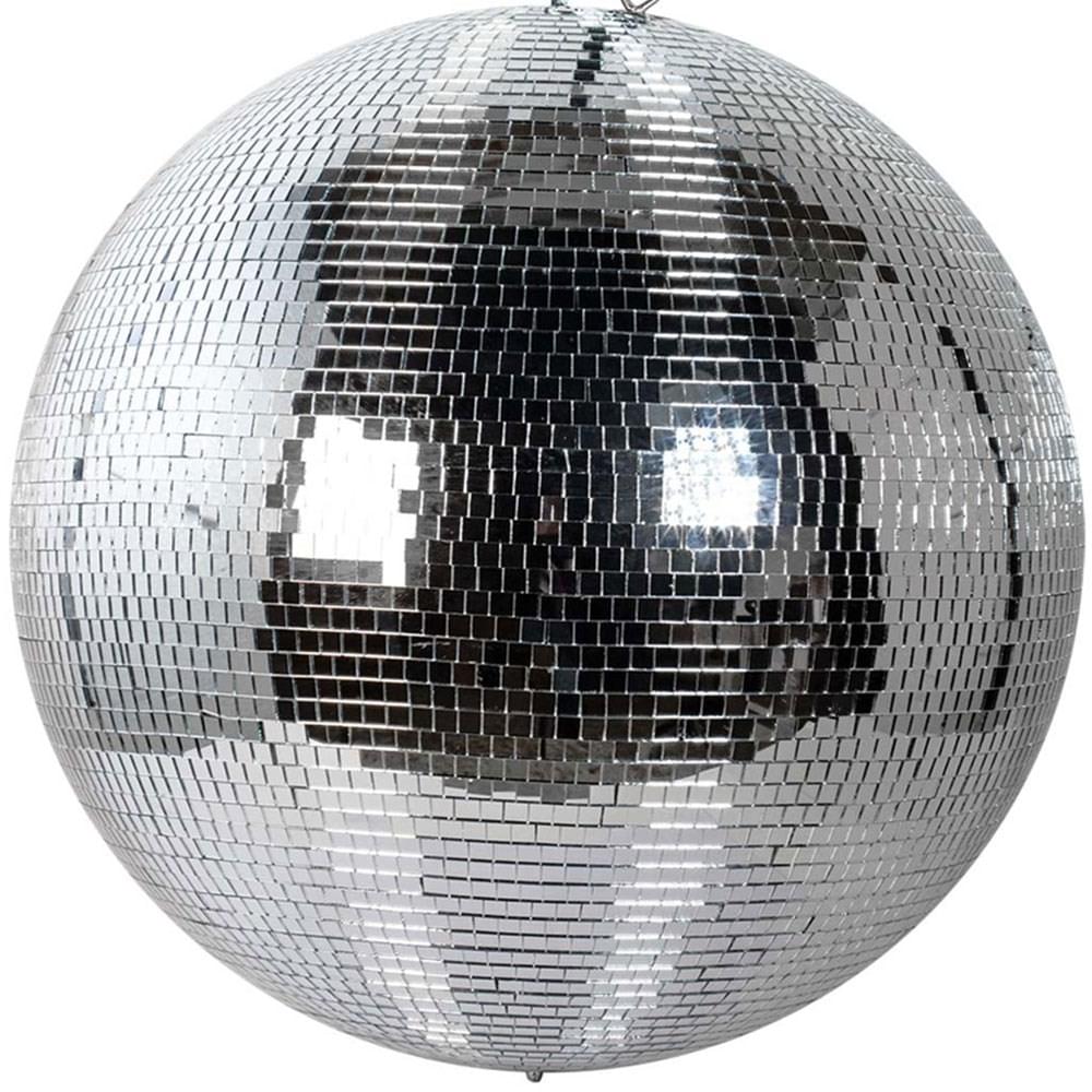 ProX 48" Mirror Disco Ball with 3/4" Glass Tiles | Bright Silver Reflective DJ Sphere with Hanging Ring.