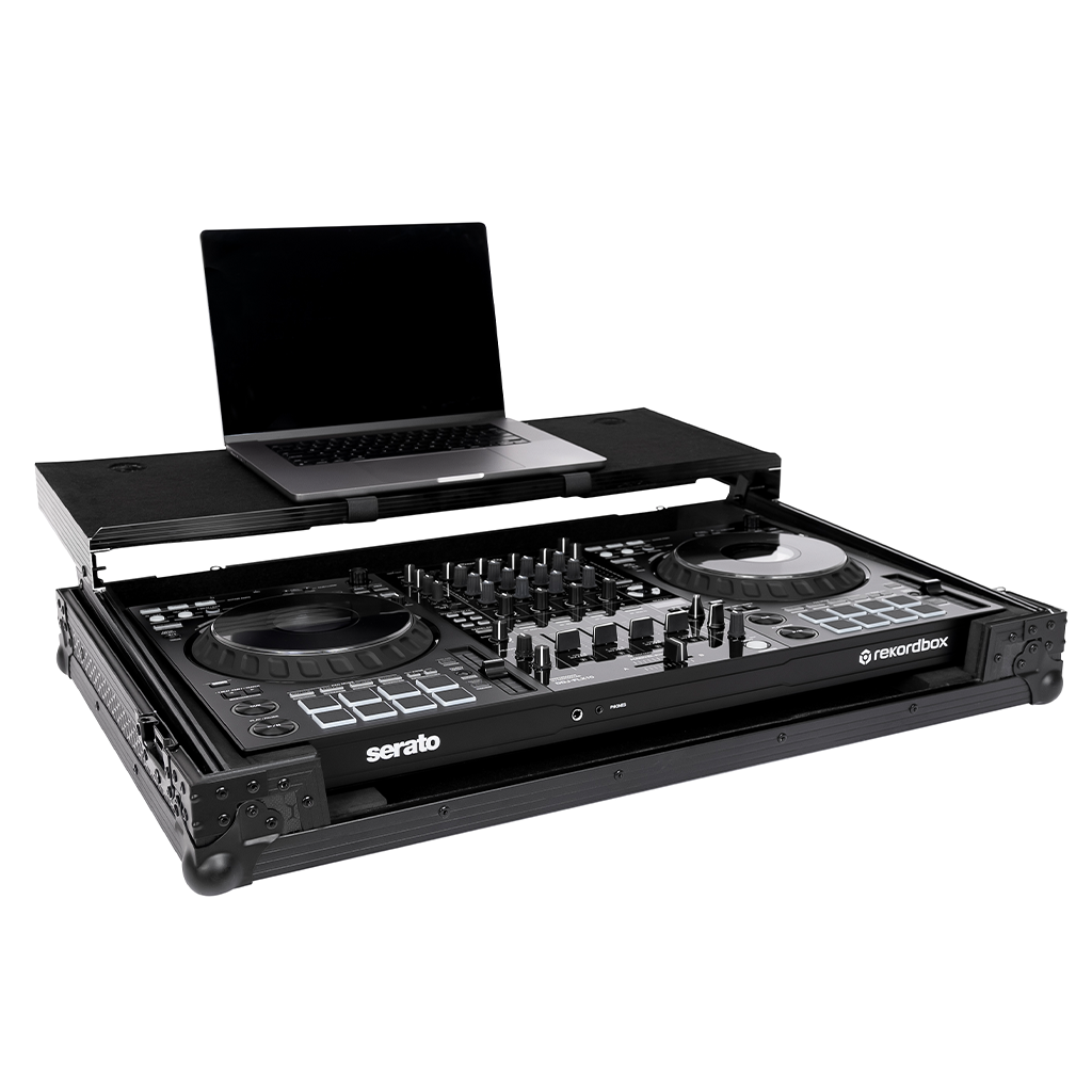 Headliner HL10013 - Pitch Black Flight Case for DDJ-FLX10 W/ Laptop Platform & Wheels