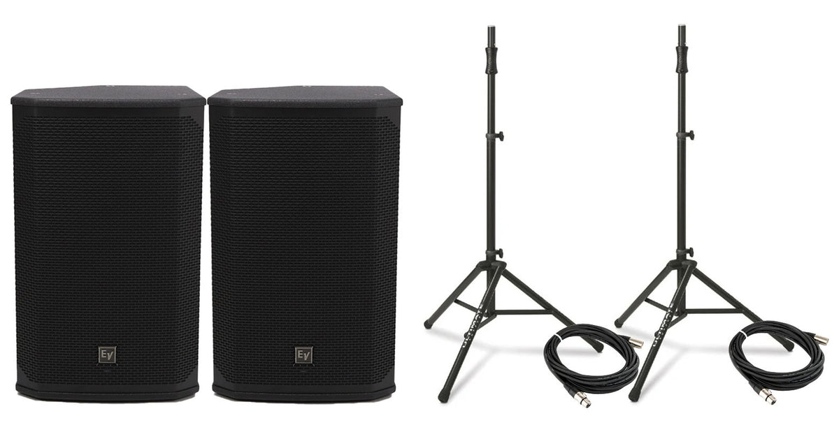 Electro-Voice Dual EKX-12P Bundle 2 - Kit with 2 EKX-12P 12" Speakers, 2 Speaker Stands and 2 Mic Cables