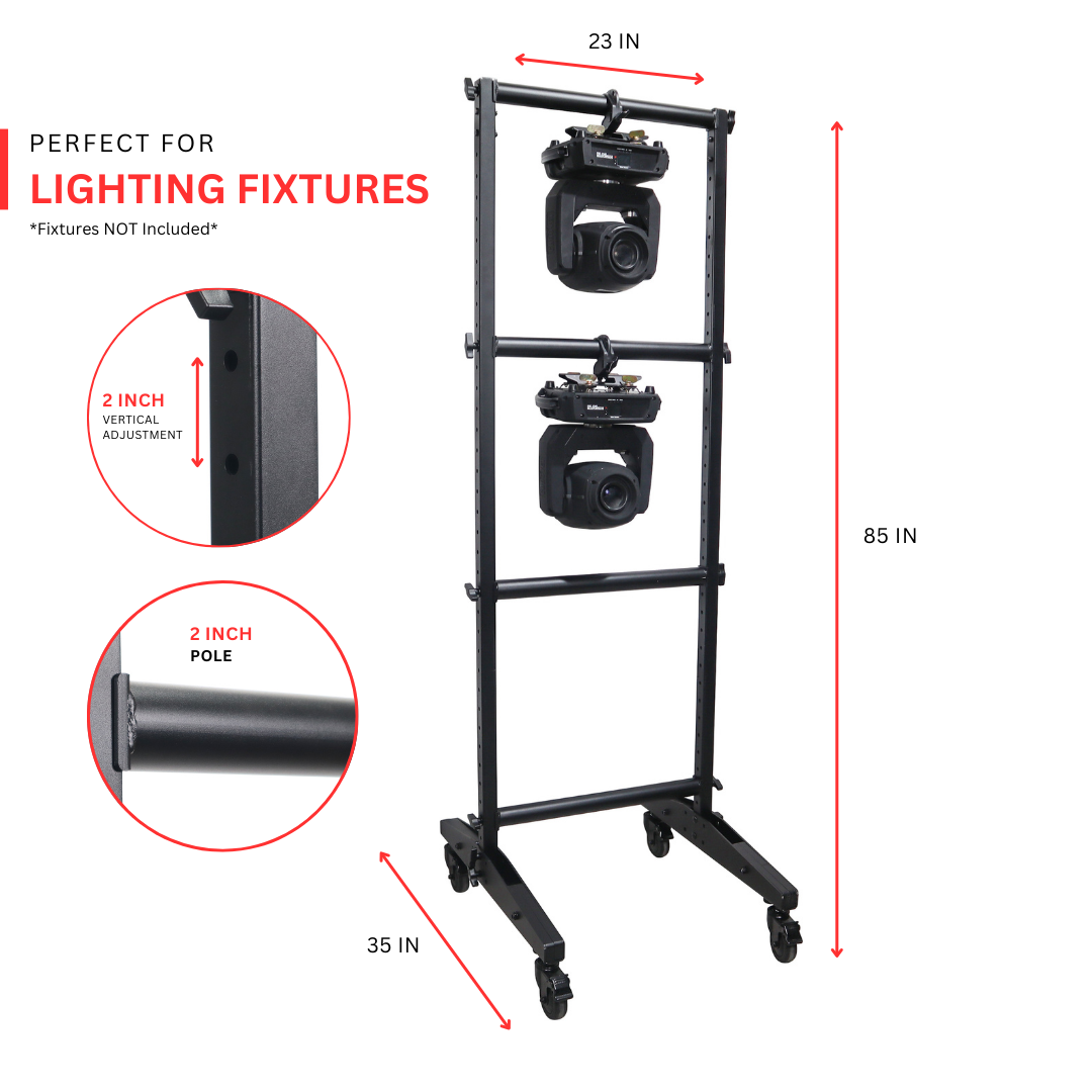 ProX 7FT Lighting Fixture Moving Head U-Grid Module with 4 Adjustable Bars and Casters or Rubber Feet or Down Rigging