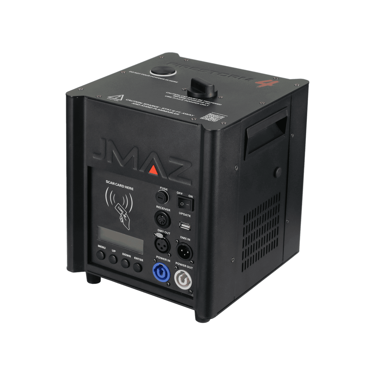 JMAZ FIRESTORM 4 - 600W Cold Spark Machine with Automatic Effect, Height and Duration Modes, Self-Cleaning & Tip-Over Protection