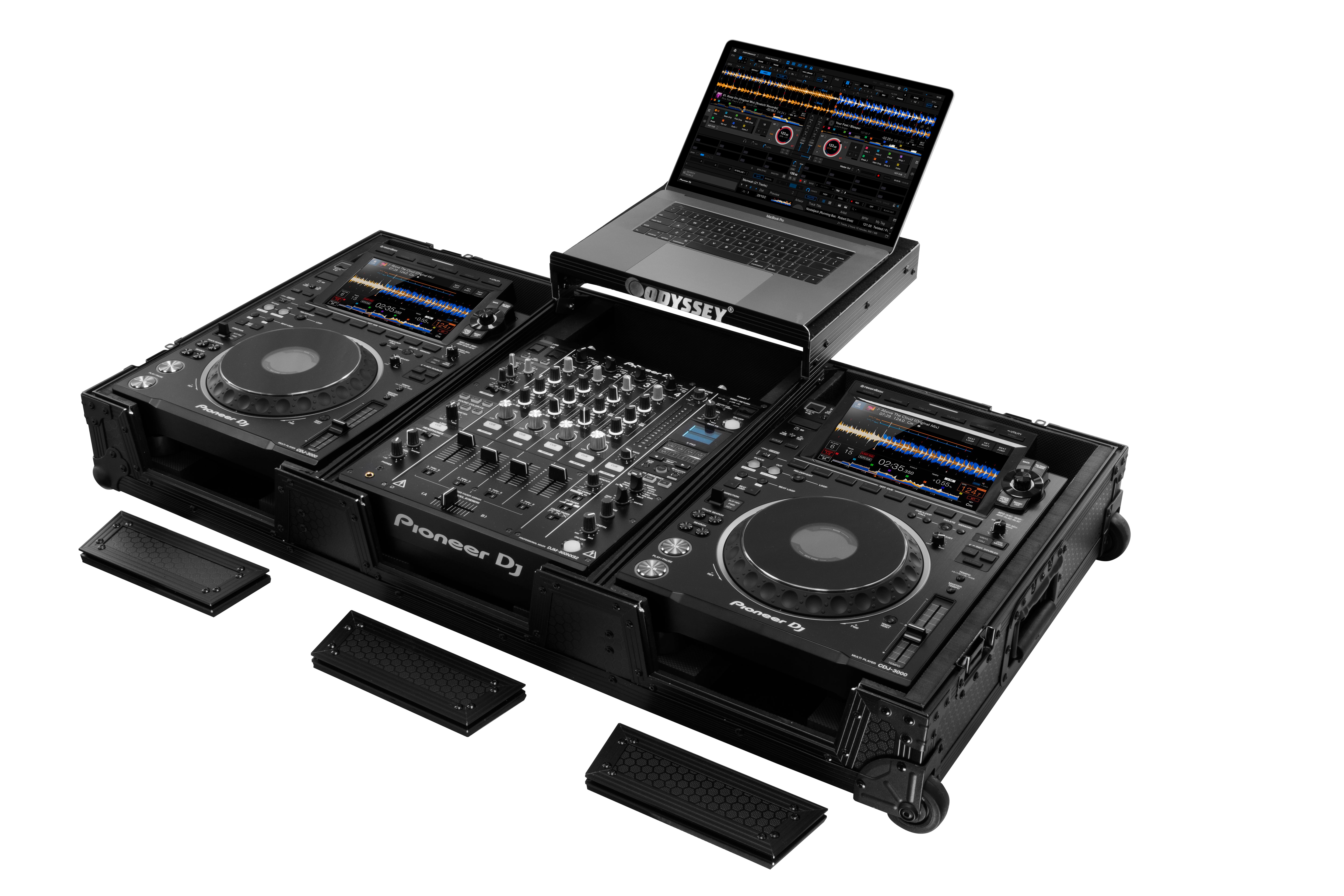 Odyssey 810141 - Industrial Board Glide Style Case Fitting Most 12″ DJ Mixers and Two Pioneer CDJ-3000