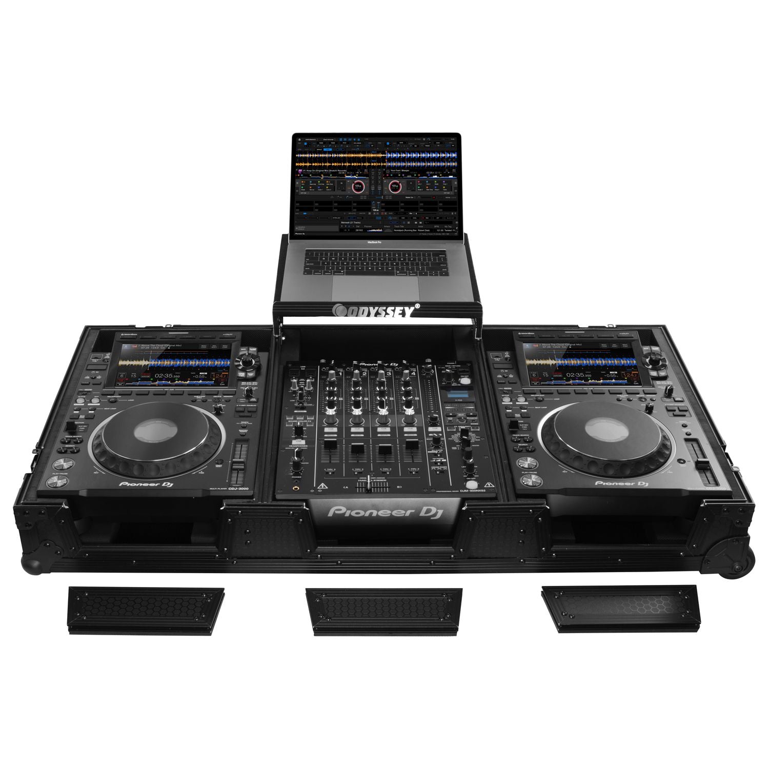 Odyssey 810141 - Industrial Board Glide Style Case Fitting Most 12″ DJ Mixers and Two Pioneer CDJ-3000