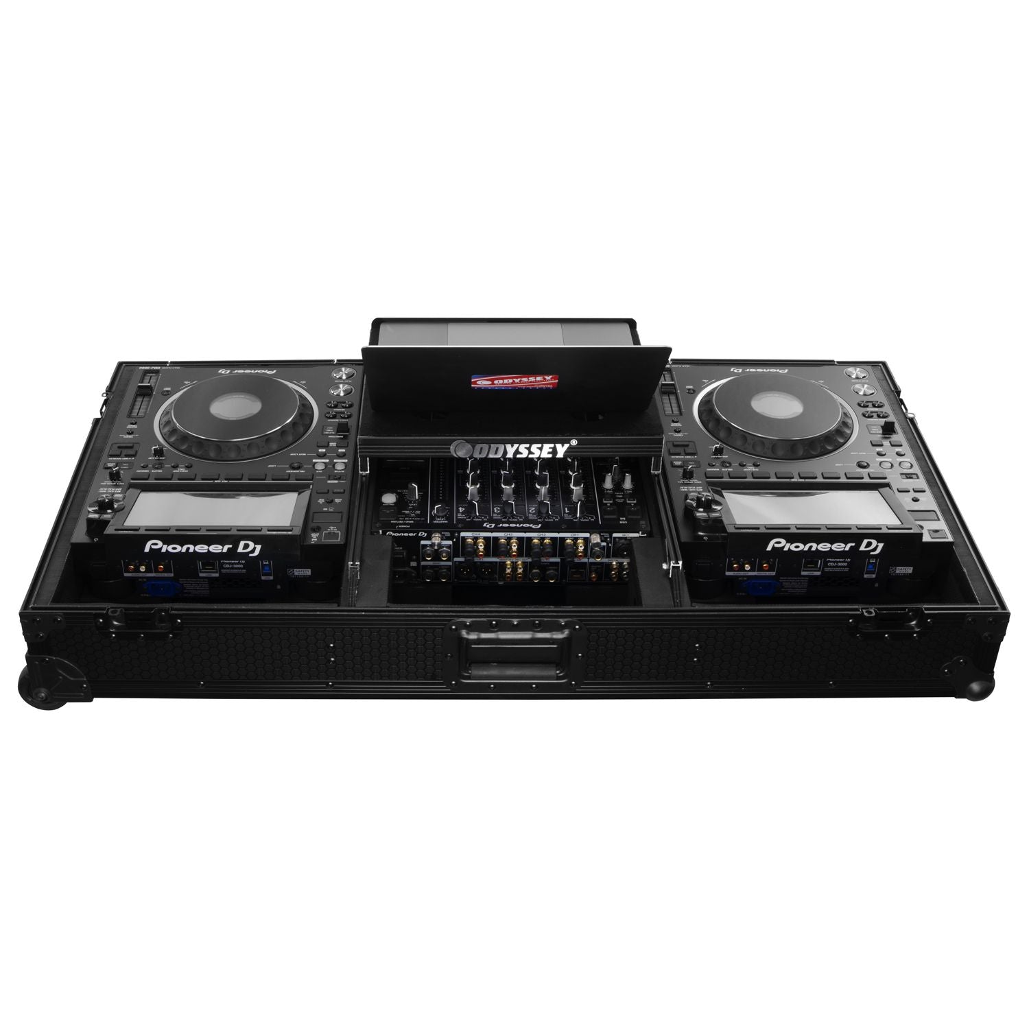 Odyssey 810141 - Industrial Board Glide Style Case Fitting Most 12″ DJ Mixers and Two Pioneer CDJ-3000