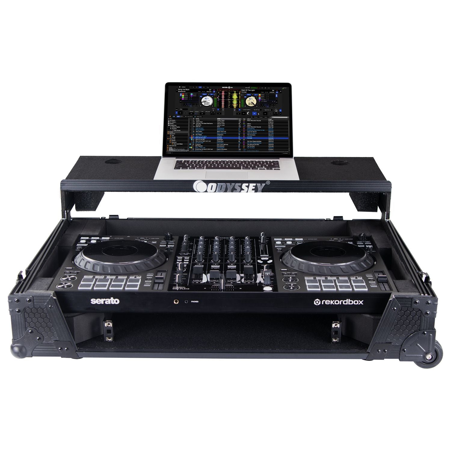 Odyssey 810GSFLX101UM2 - Pioneer DJ DDJ-FLX10 I-Board 1U Flight Case with Glide Style Laptop Platform and Wheels