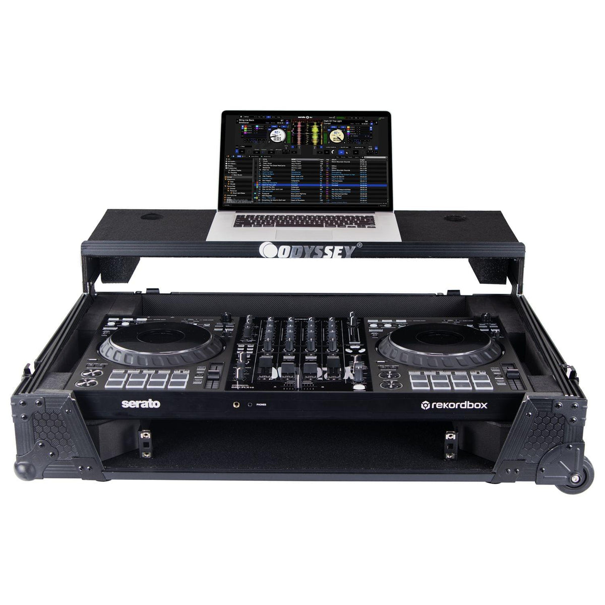 Odyssey 810GSFLX101UM2 - Pioneer DJ DDJ-FLX10 I-Board 1U Flight Case with Glide Style Laptop Platform and Wheels.