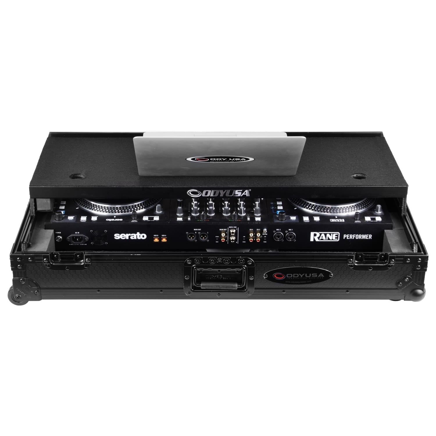 Odyssey 810394 - Rane Performer I-Board 1U Flight Case with Glide Style Laptop Platform and Wheels