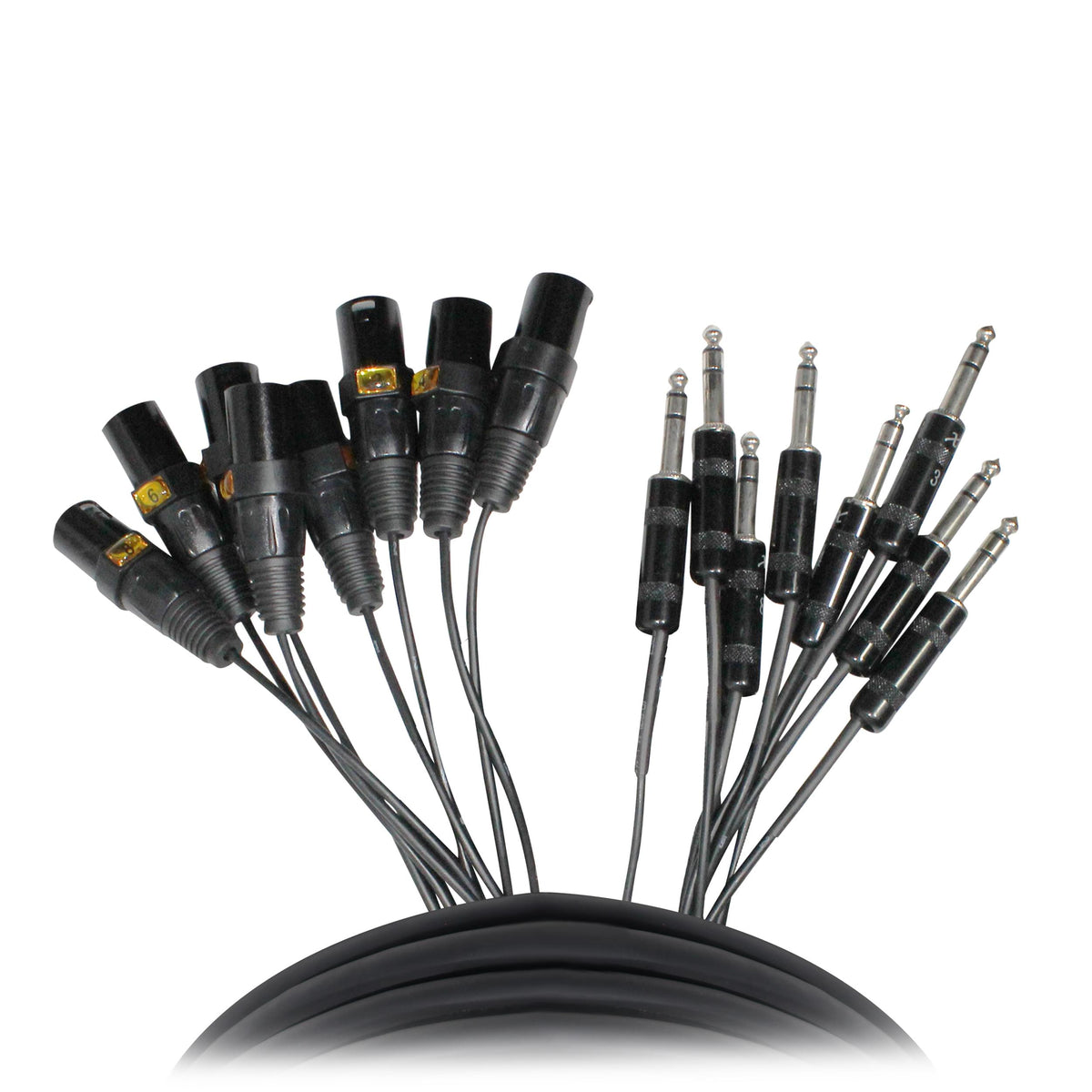 ProX 10' Ft High-Performance 8-Channel Snake Cable XLR-M TO 1/4" TRS Balanced Audio Cable.