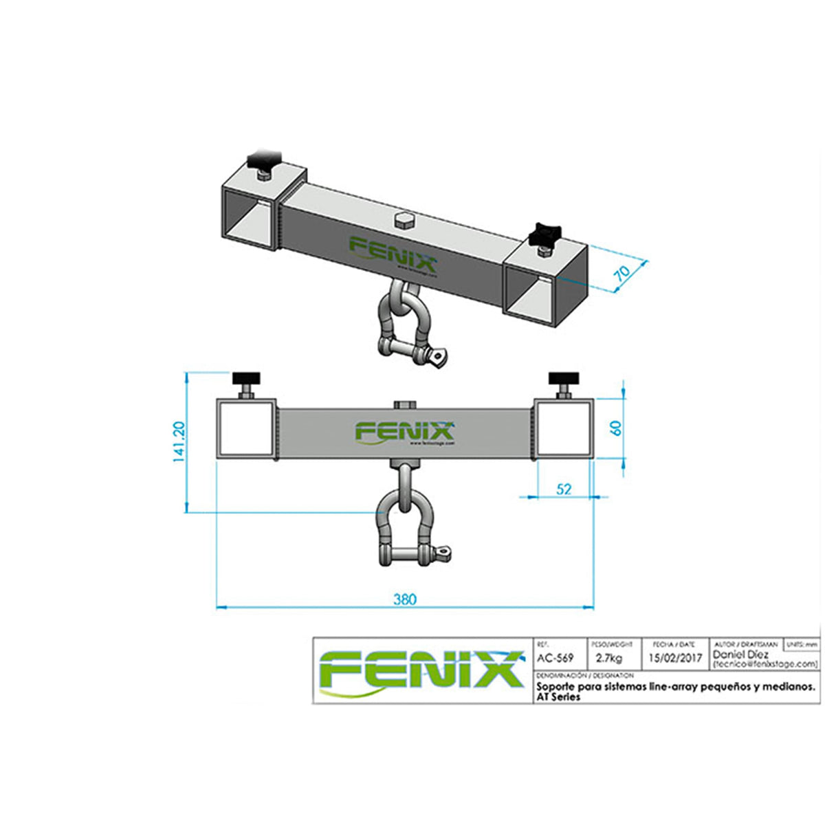 ProX T-Bar fits Fenix AT06 or AT04 Line Arrays Systems - Black.