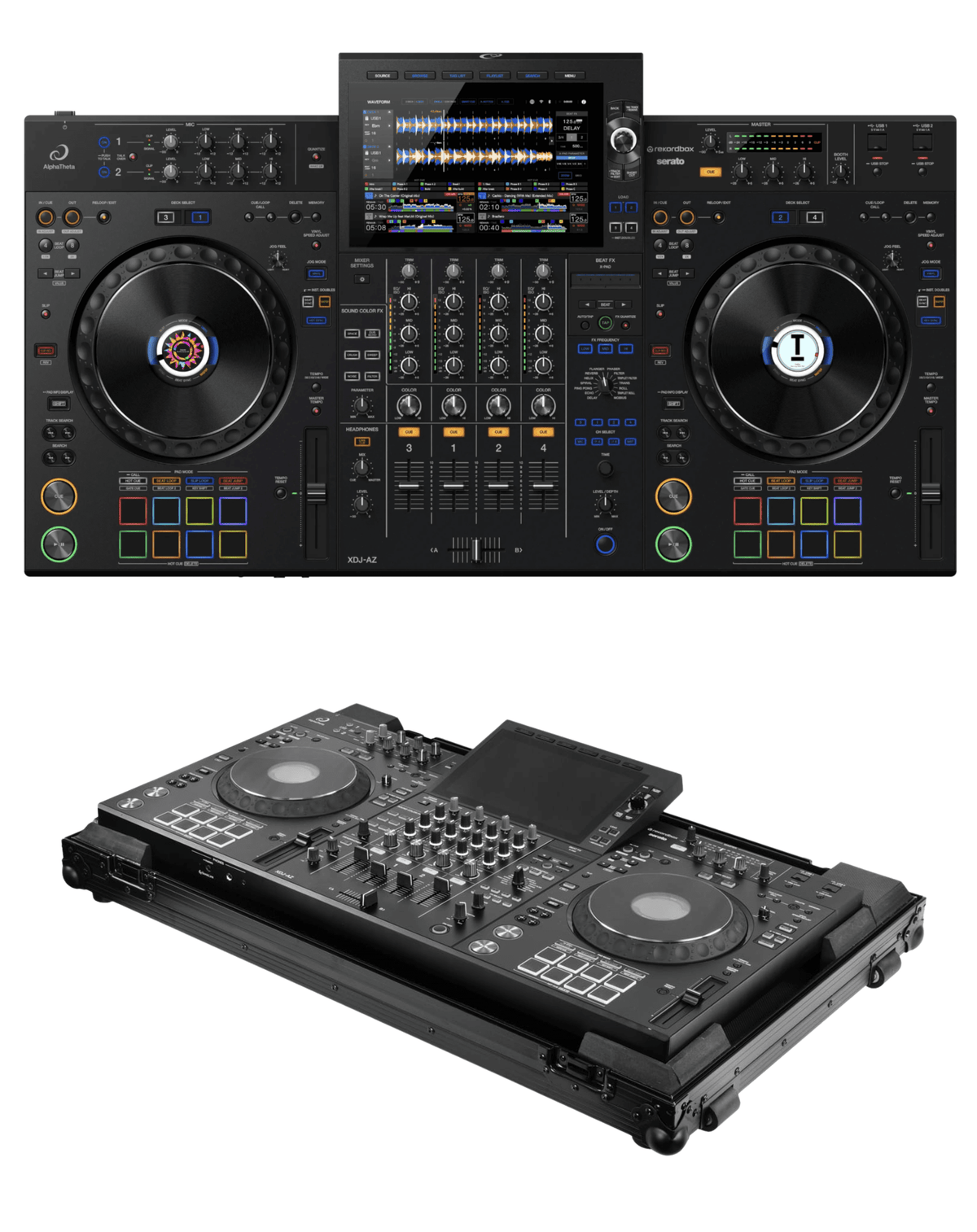 AlphaTheta XDJ-AZ + Odyssey FZXDJAZWBL Flight Case Bundle