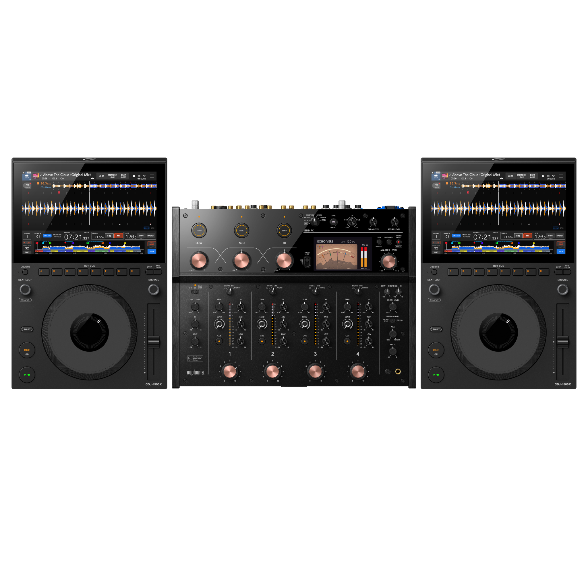 AlphaTheta CDJ-1500X Media Players + AlphaTheta euphonia Mixer Bundle