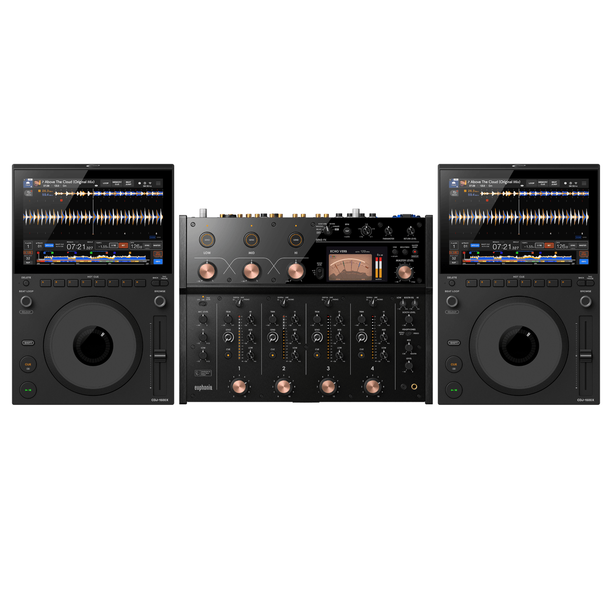 AlphaTheta CDJ-1500X Media Players + AlphaTheta euphonia Mixer Bundle.