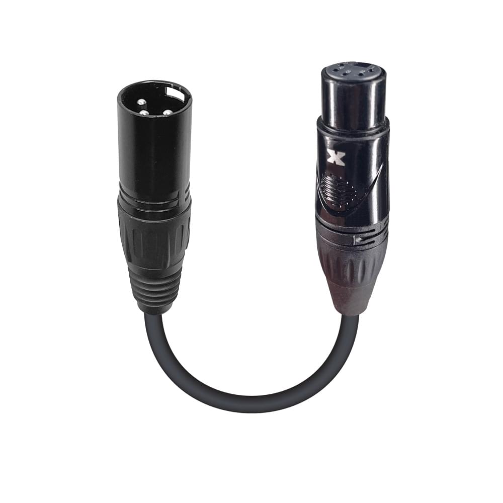 ProX 6" DMX Male 3-Pin to DMX Female 5-Pin Coupler Patch Cable.