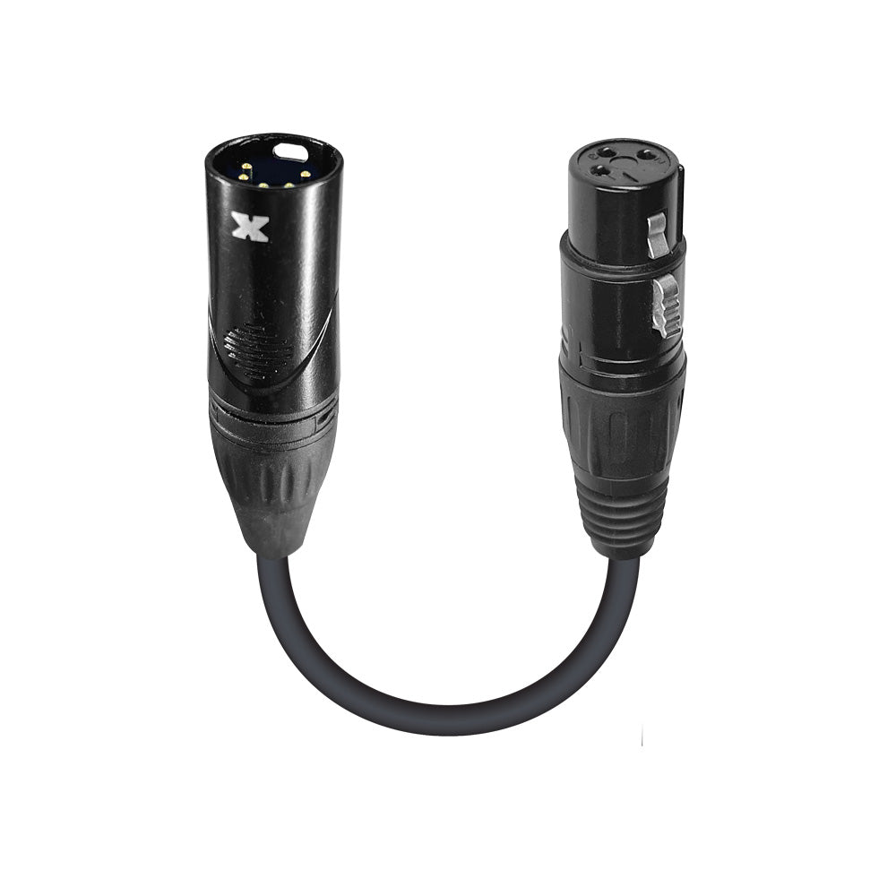 ProX 6" DMX Male 5-Pin to DMX Female 3-Pin Coupler Patch Cable