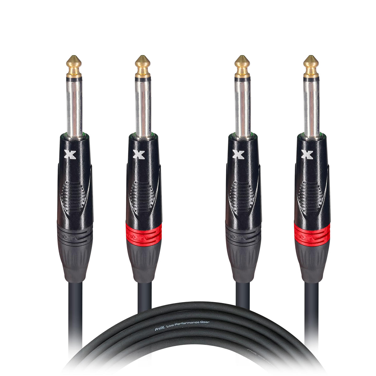 ProX 5' Ft. High Performance 1/4” TS Male to Dual 1/4” TS Male Unbalanced Audio Cable.