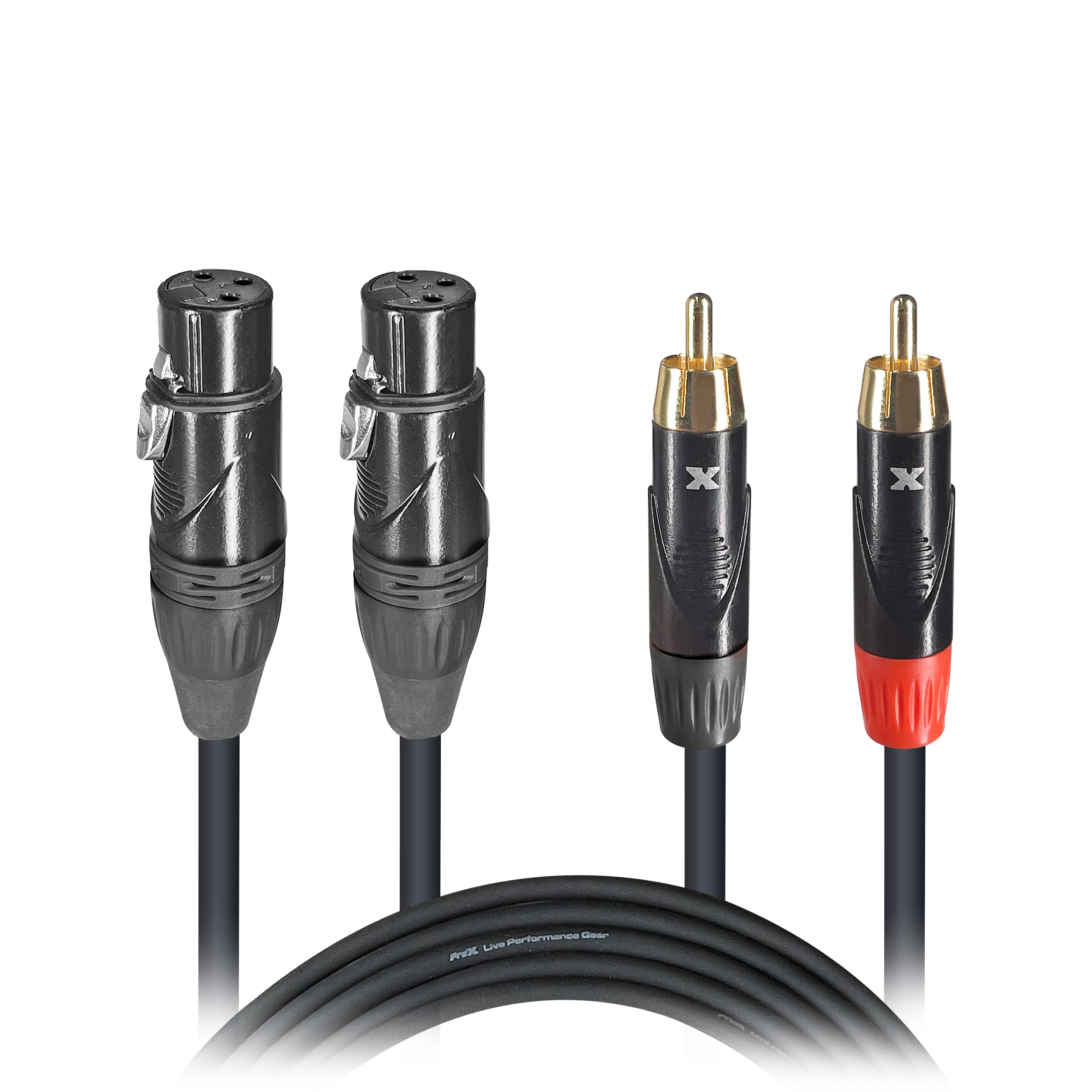 ProX 10' Ft High Performance Dual Cable RCA Male to Dual XLR Female Cable