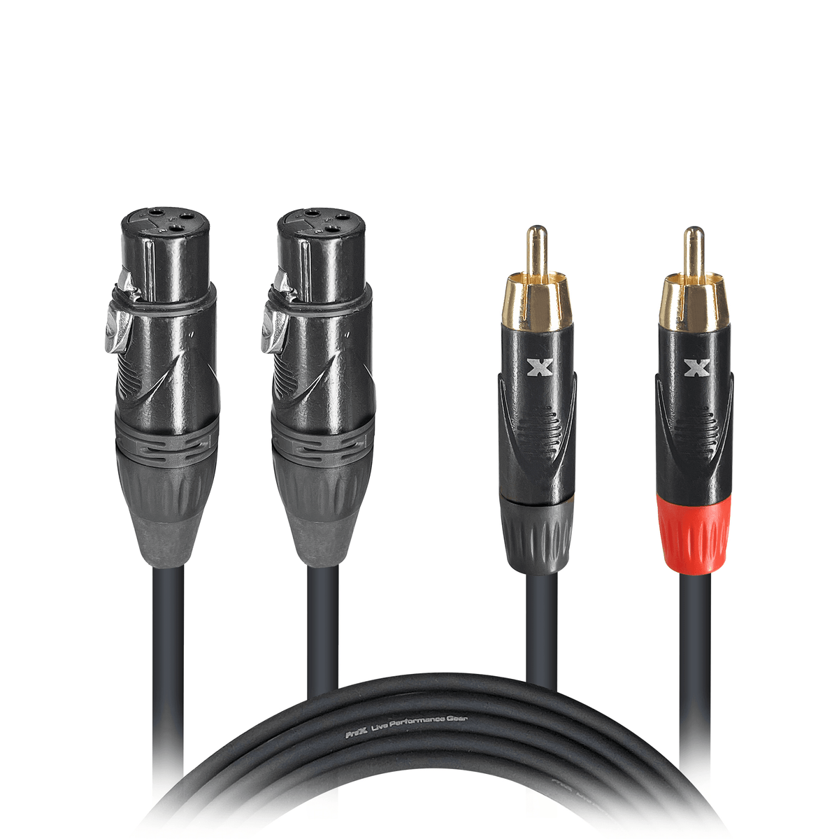 ProX 10' Ft High Performance Dual Cable RCA Male to Dual XLR Female Cable.