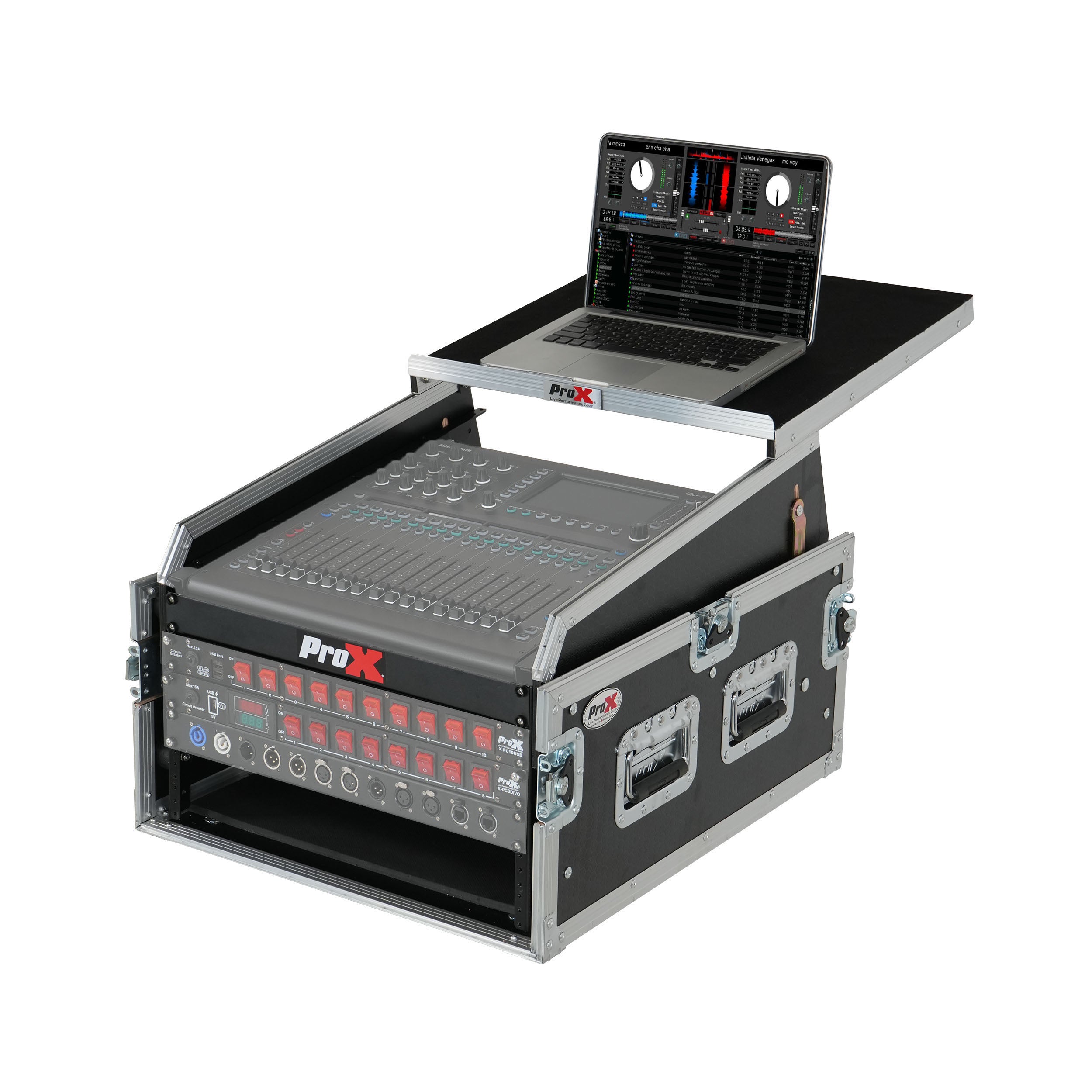 ProX 13U Top Mixer 6U Front Rack Combo Flight Case with Removable Sliding Laptop Shelf