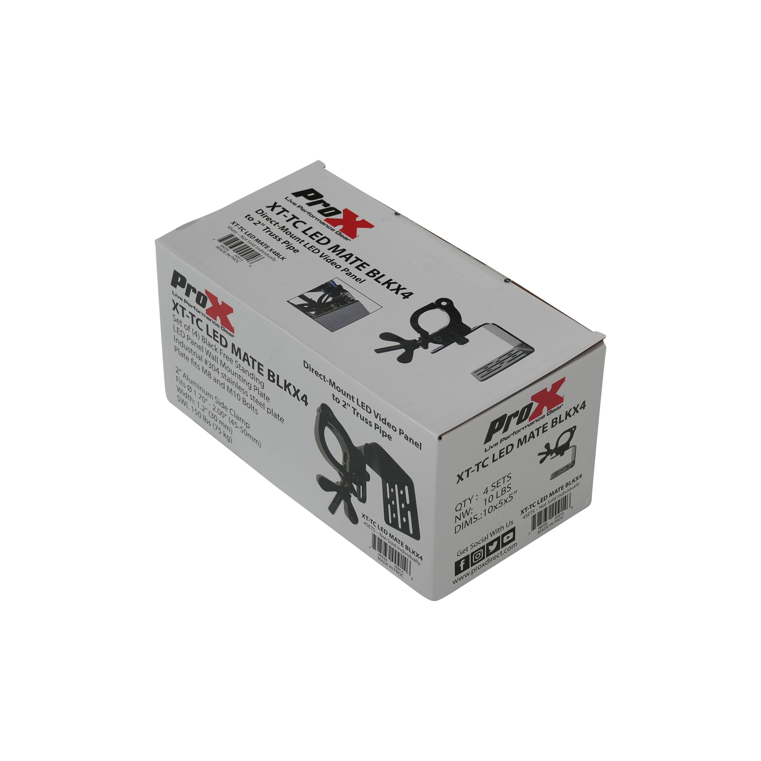 ProX Direct LED Video Panel to 2" Truss Pipe Mounting Bracket with Included Clamp Black Set of 4