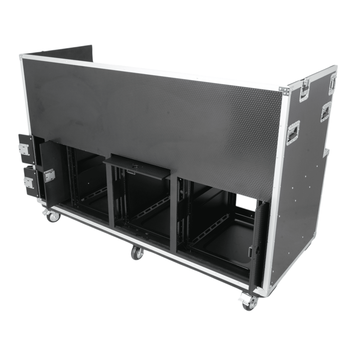 ProX Large Mixing Console Case 3x side by side 2x 12U & 10U Shock Mount Slam Rack.