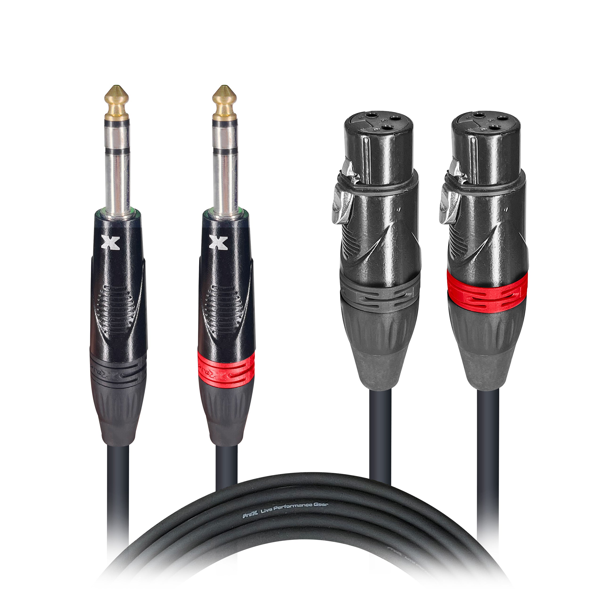 ProX 5 Ft. Balanced Dual 1/4" TRS-M to Dual XLR3-F High Performance Audio Cable