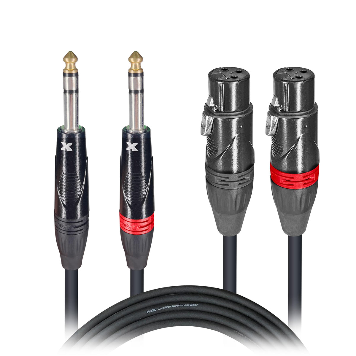 ProX 3 Ft. Balanced Dual 1/4" TRS-M to Dual XLR3-F High Performance Audio Cable.