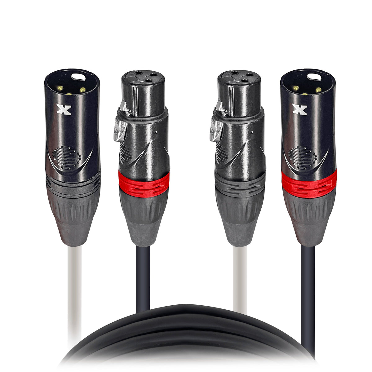 ProX 3' Ft High Performance Dual XLR-M to Dual XLR-F Audio Cable.