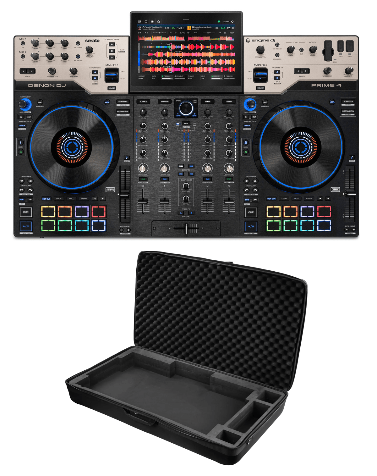 Denon DJ Prime 4 G2 + Odyssey BMPRIME4G2 Case Bundle.