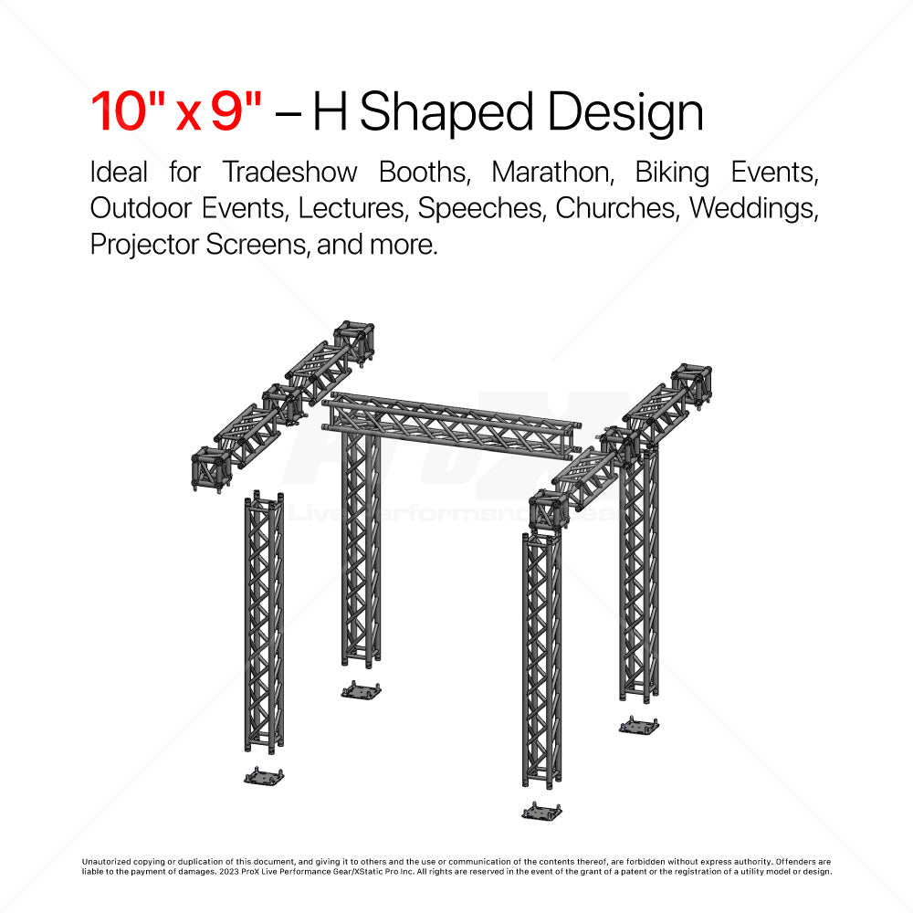 ProX Tradeshow Booth 9.42 W X 9.42 L X 9.20 FT H with H Shape Design in center - K SERIES Light Duty